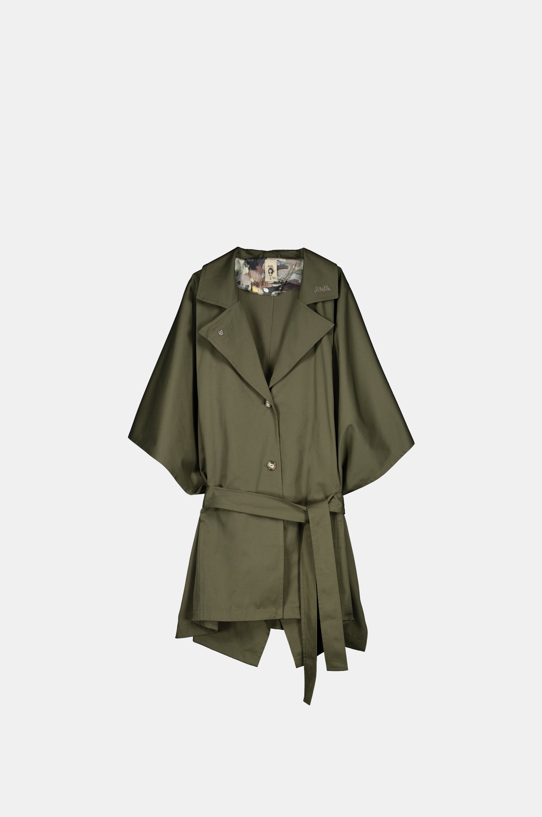 Gabardina estilo capa verde