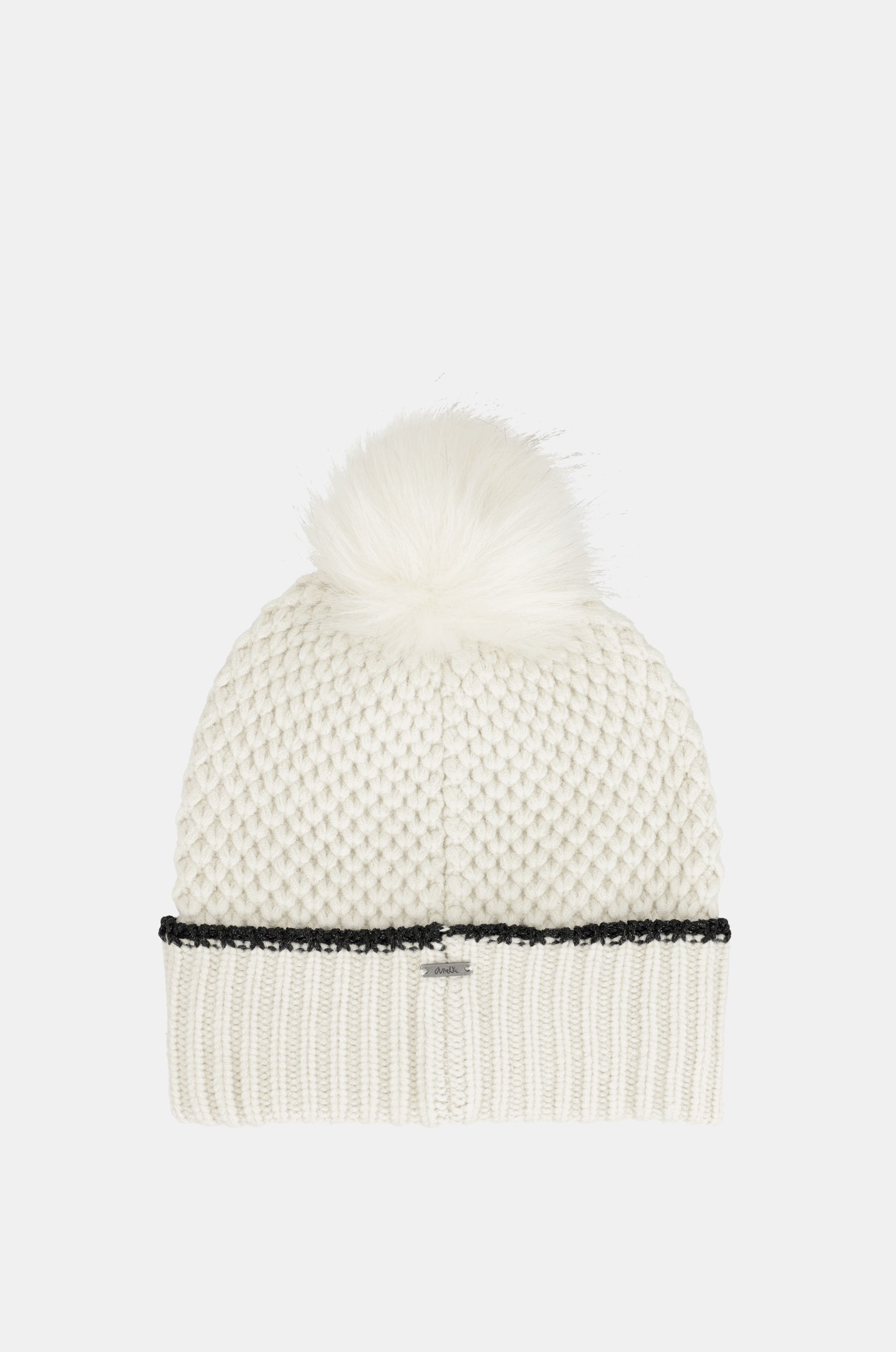 Gorro de punto con pompón beige