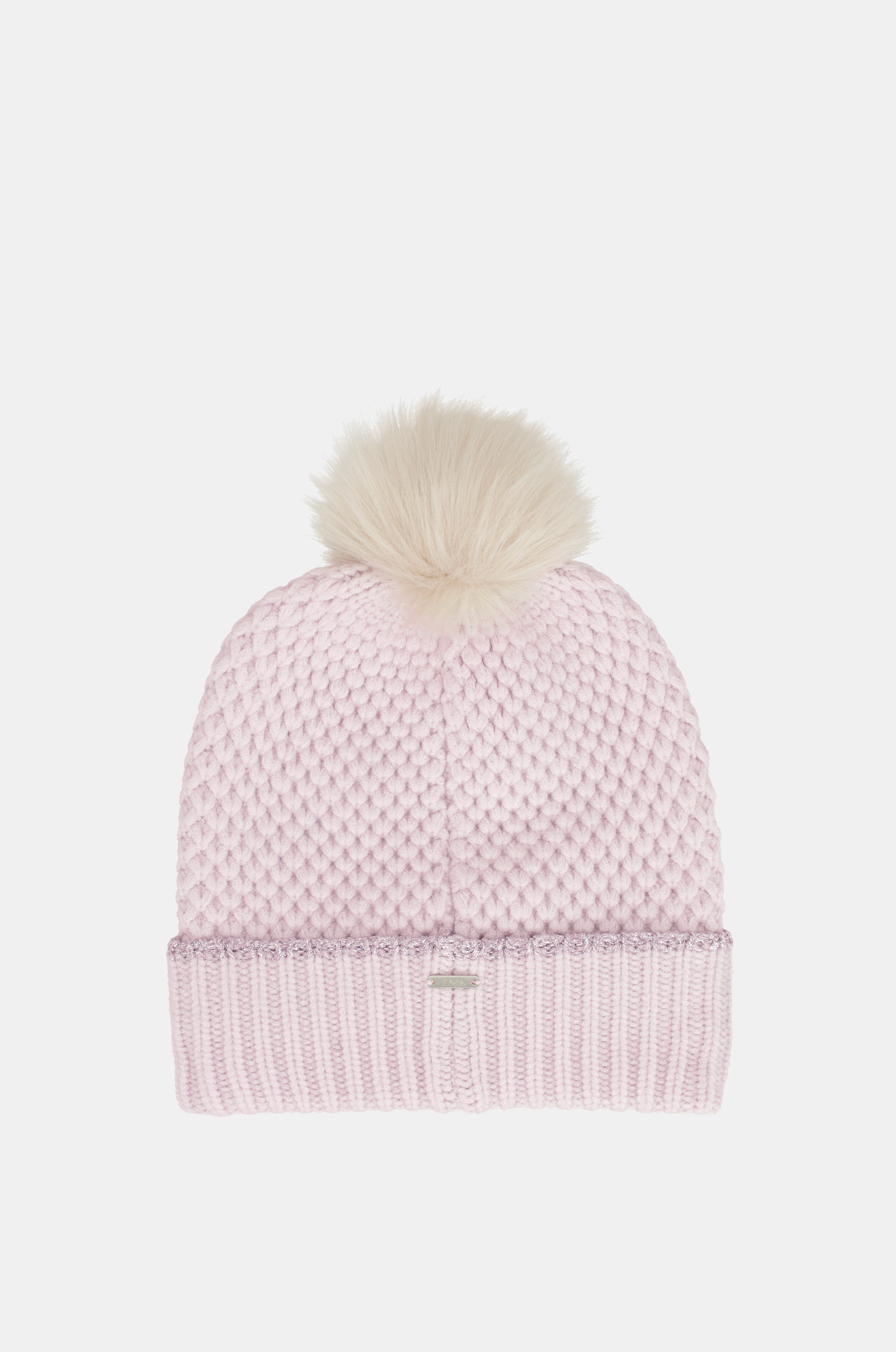 Gorro de punto con pompón rosa
