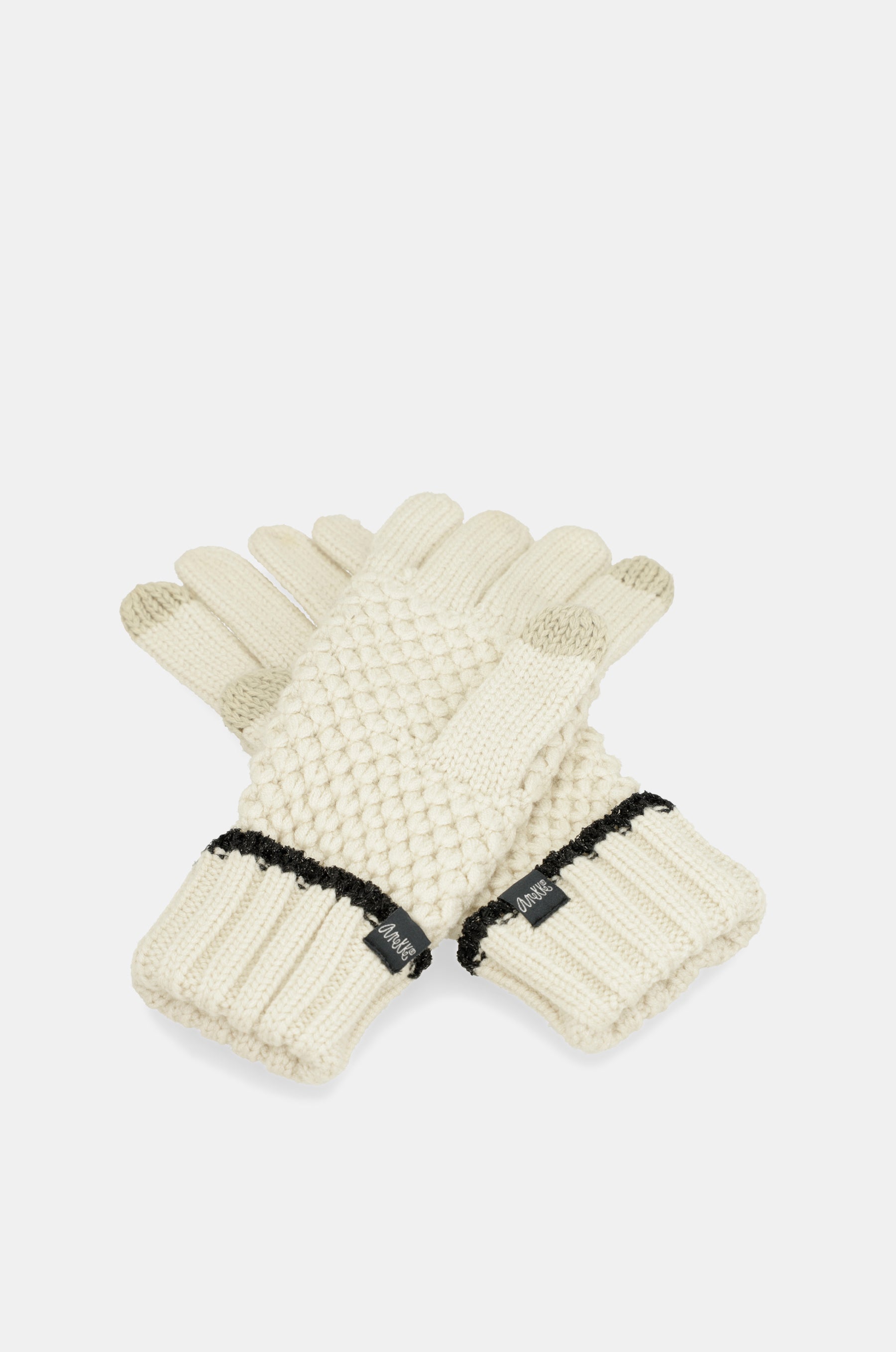 Guantes de punto beige