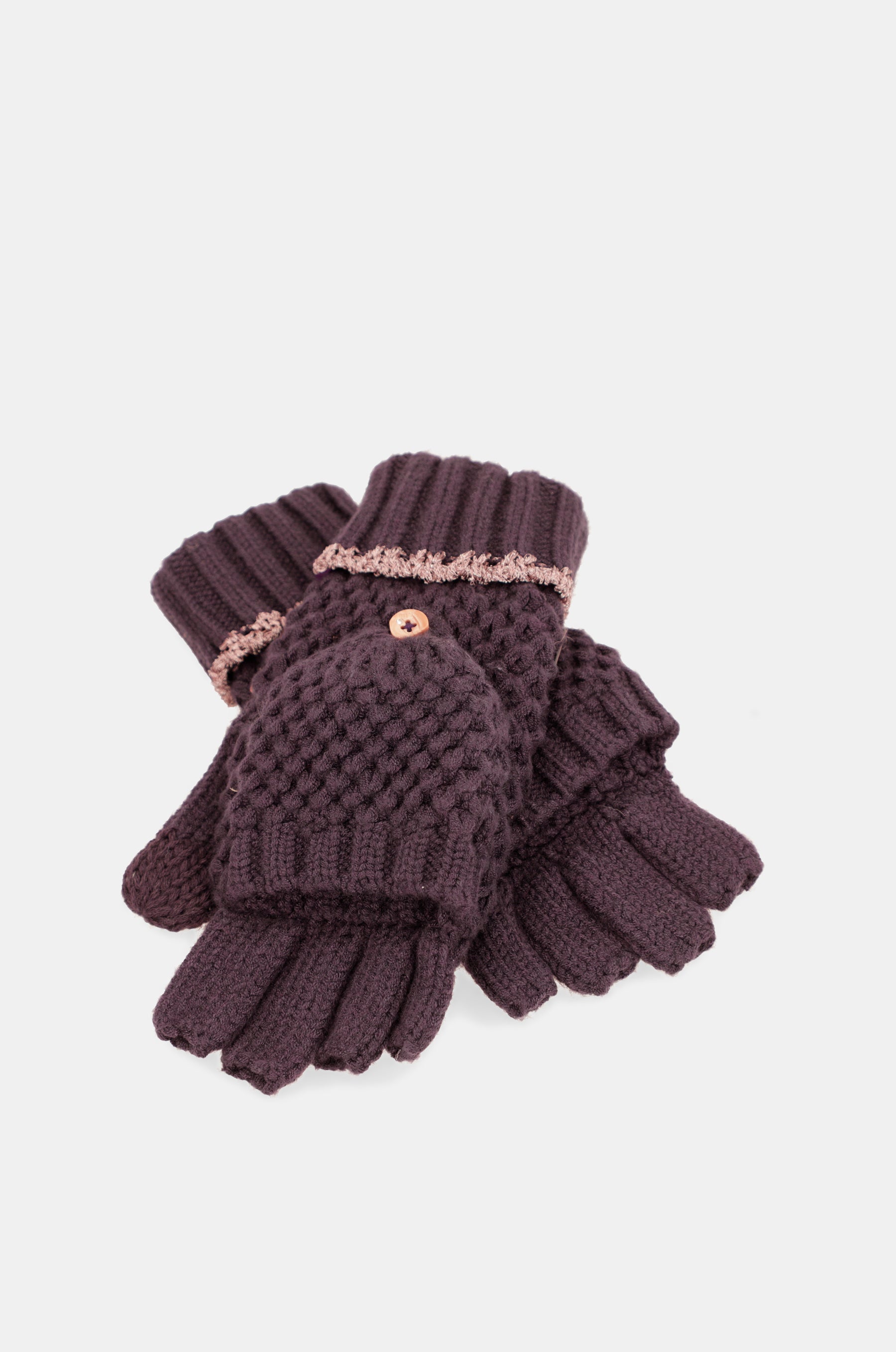 Mitones de punto púrpura