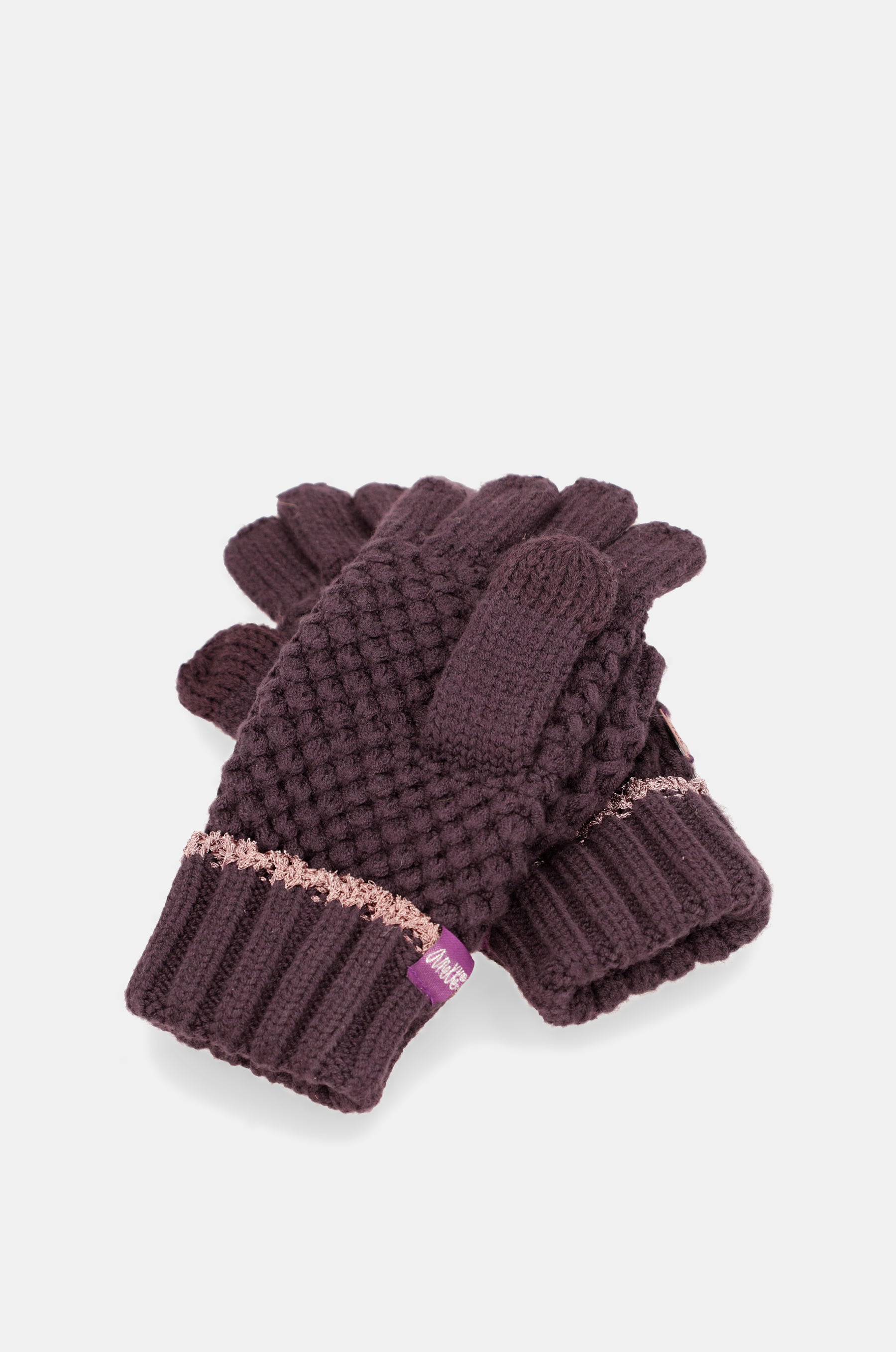 Mitones de punto púrpura