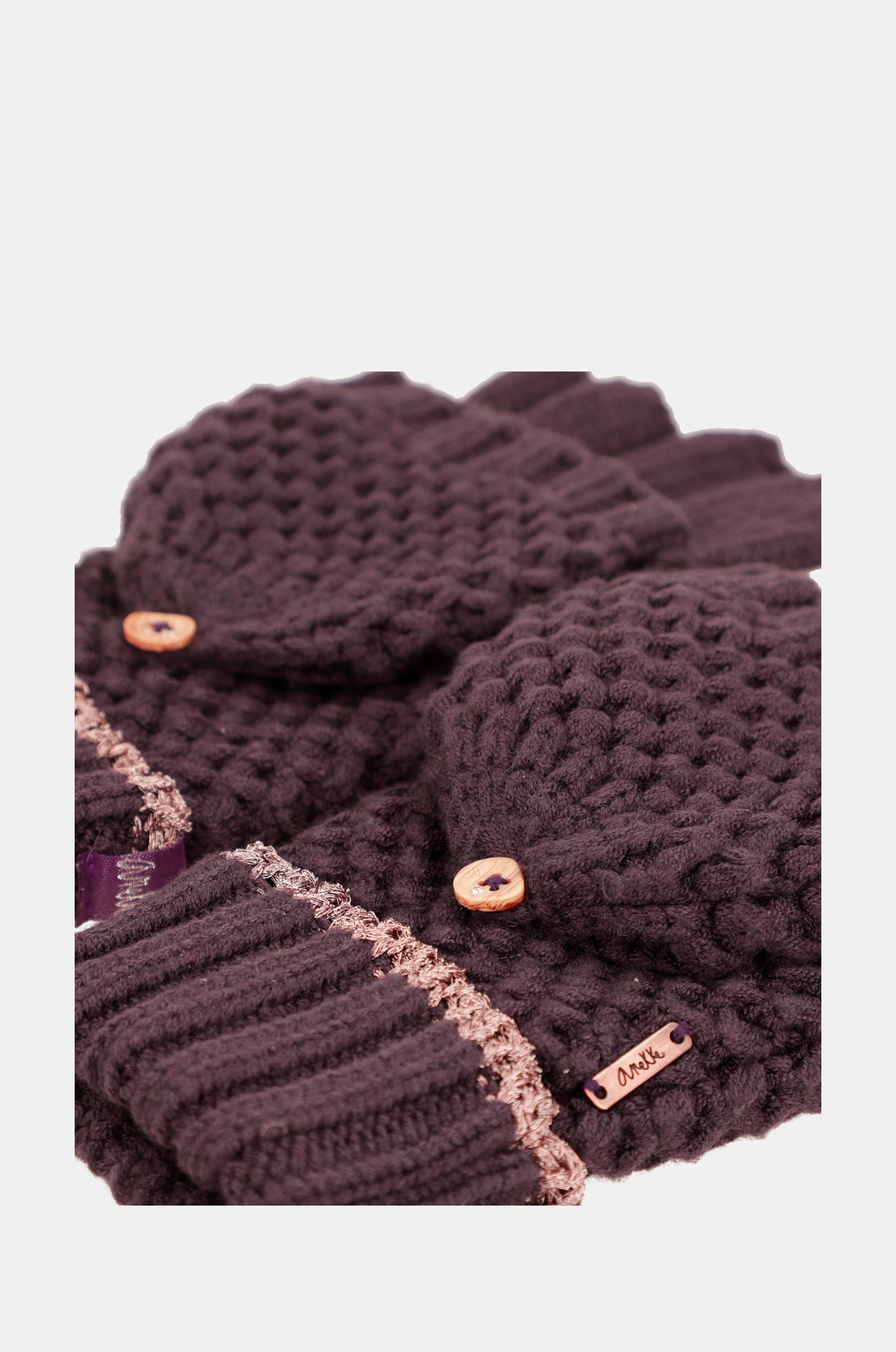 Mitones de punto púrpura