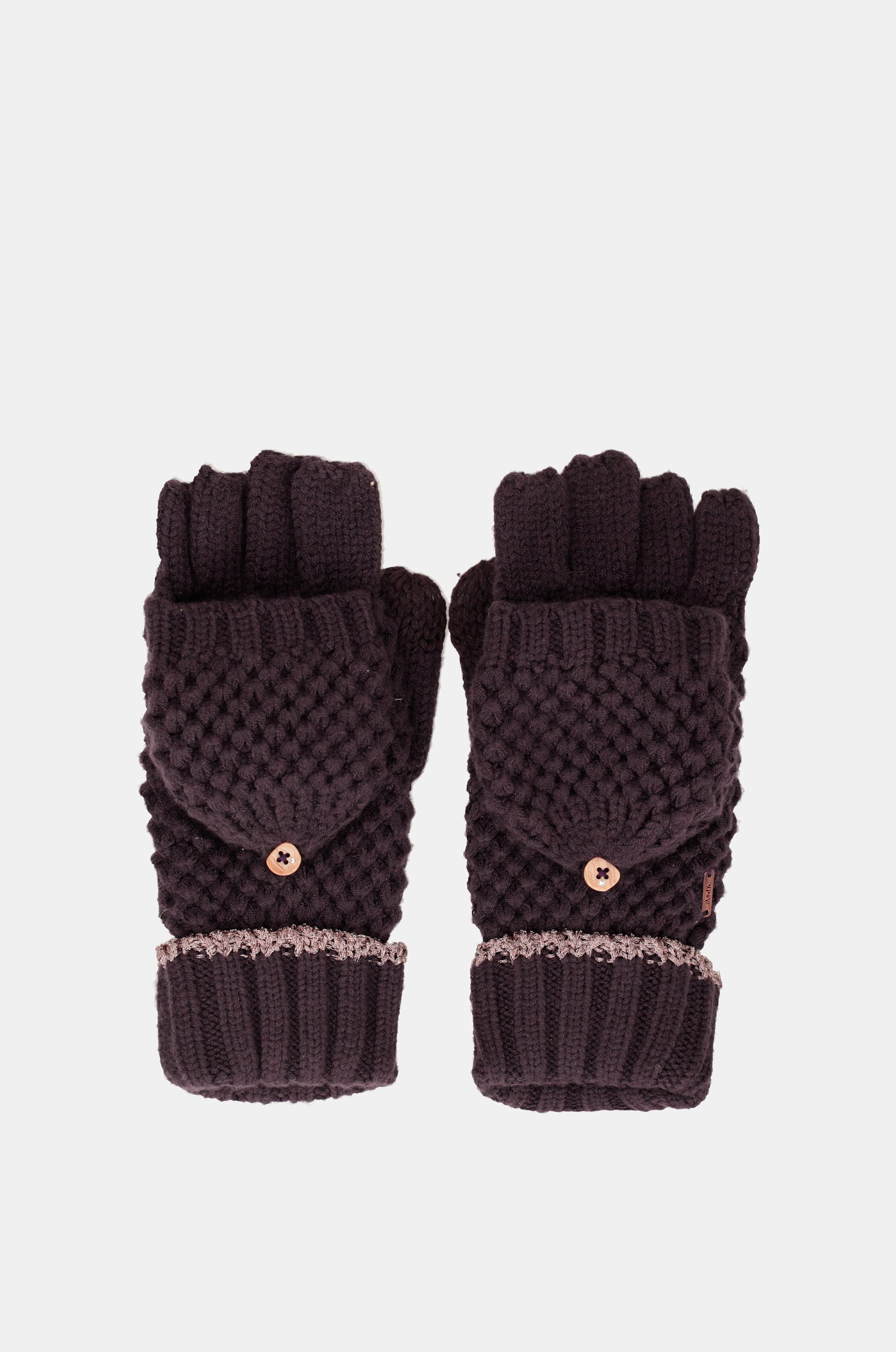 Mitones de punto púrpura