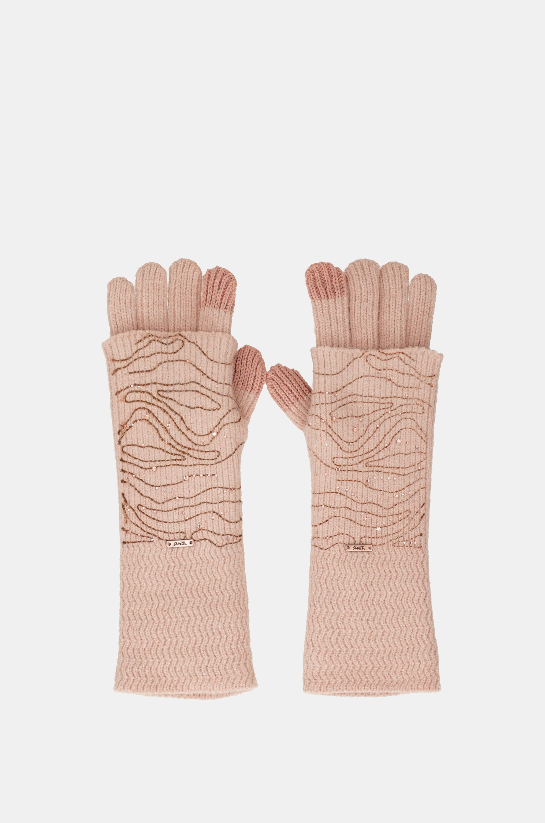 Guantes de punto beige