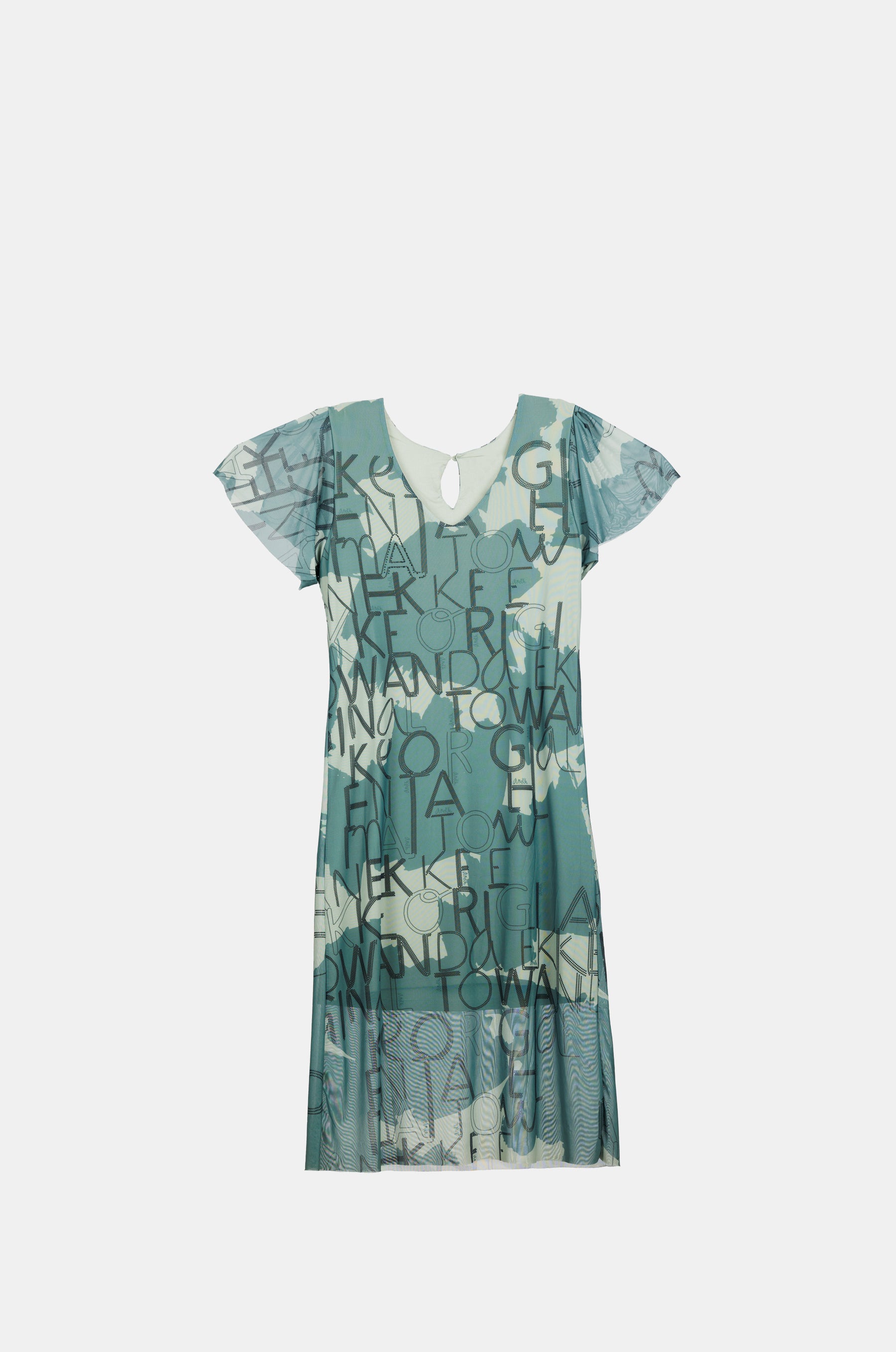 Vestido manga corta verde