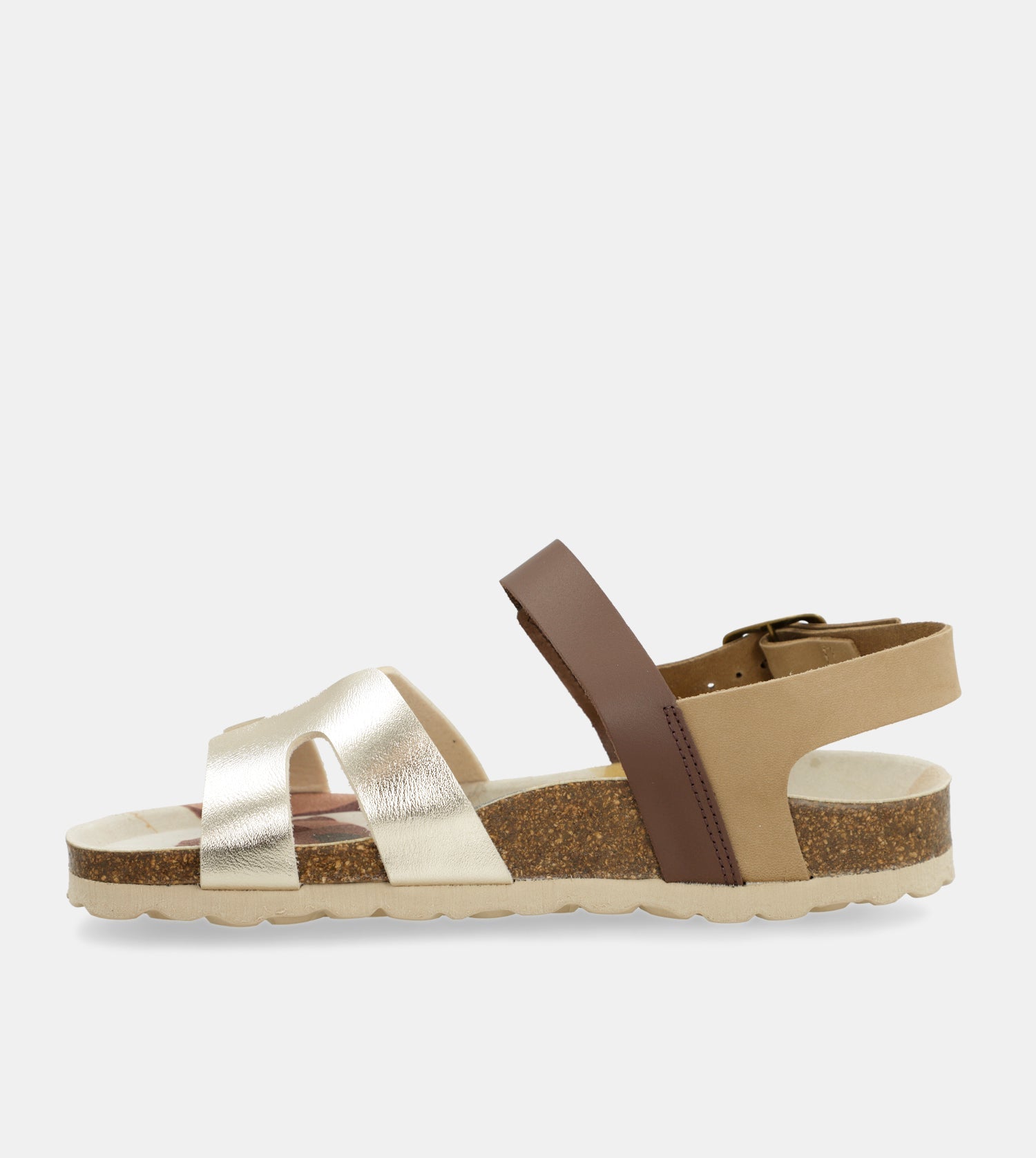 Sandalias oro y marrón