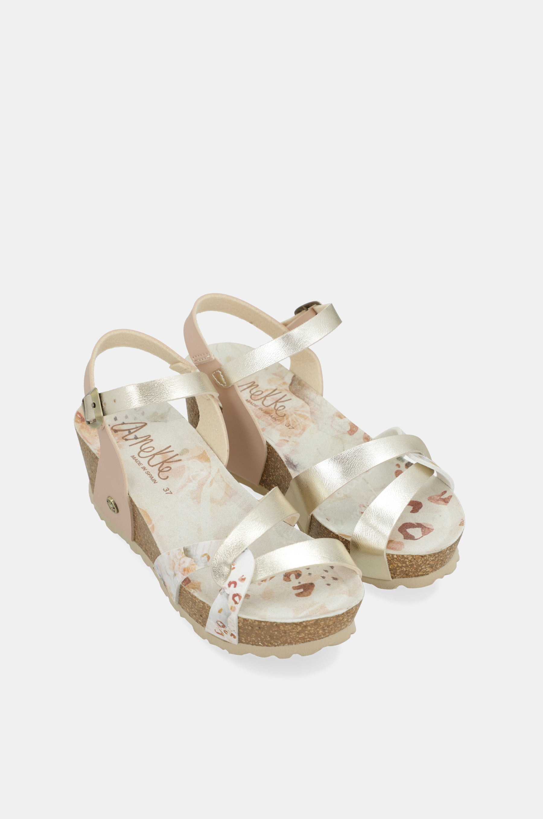 Sandalias de cuña bio tiras blancas