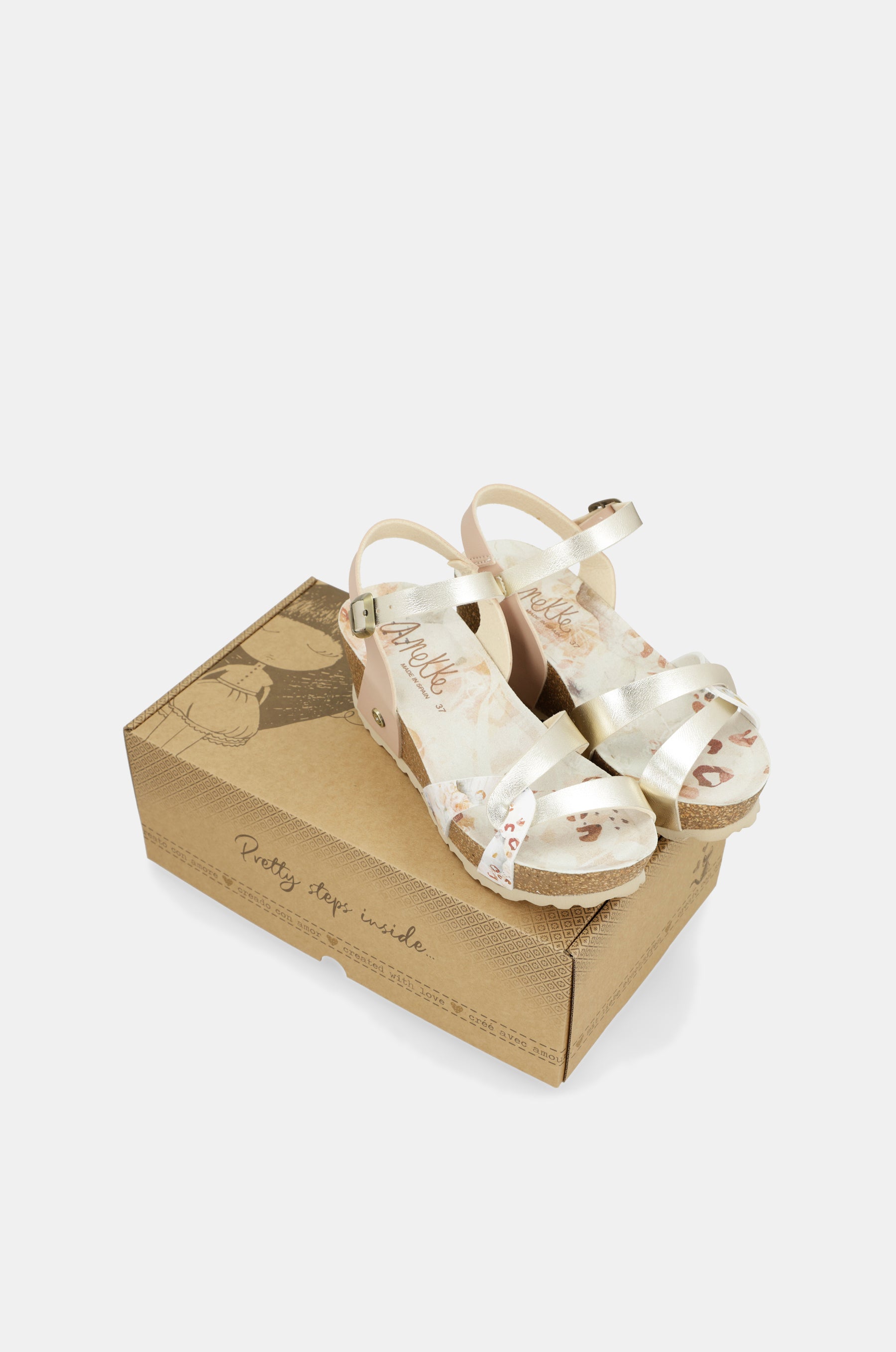 Sandalias de cuña bio tiras blancas