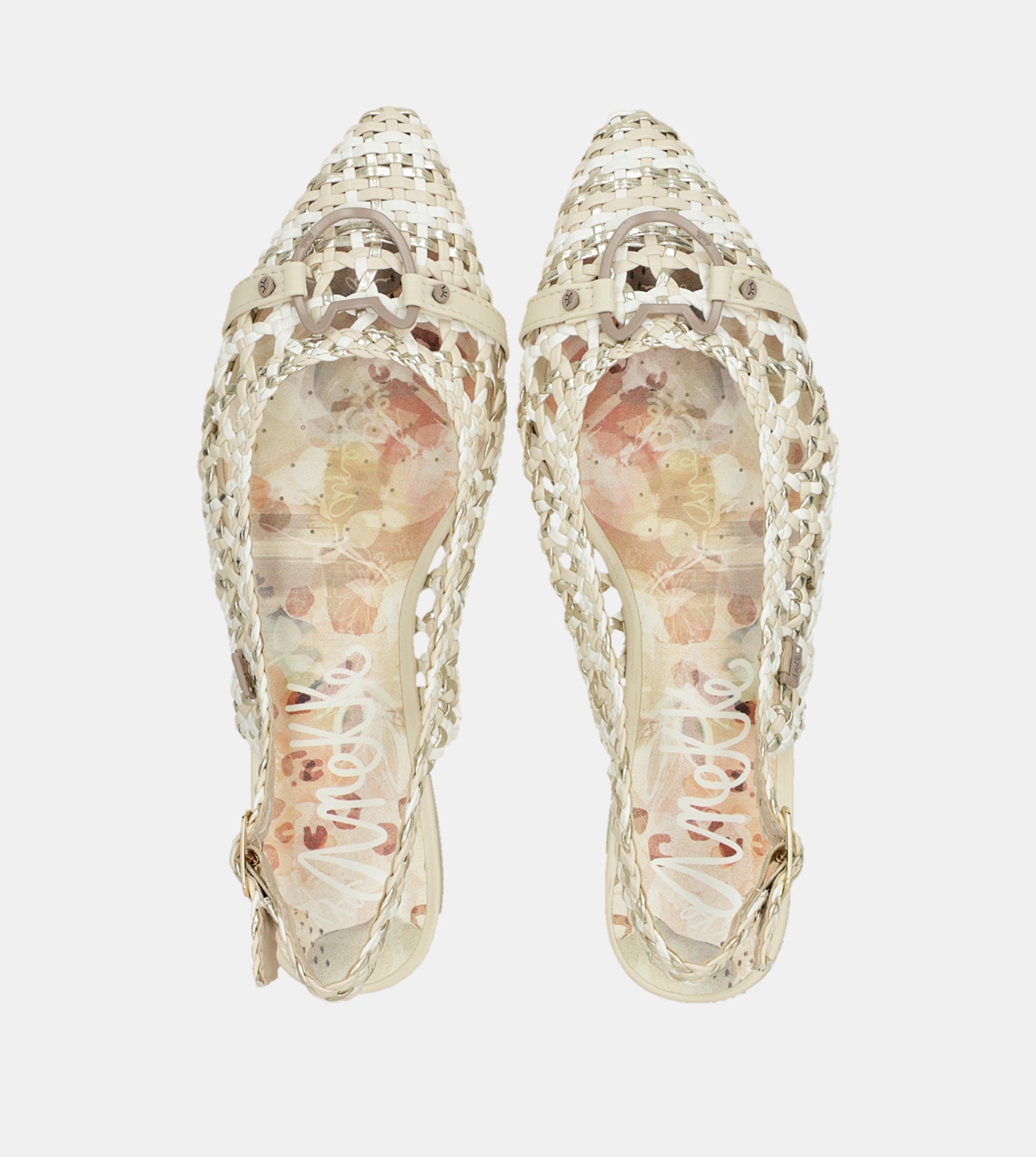 Bailarinas destalonadas blanco y rosa