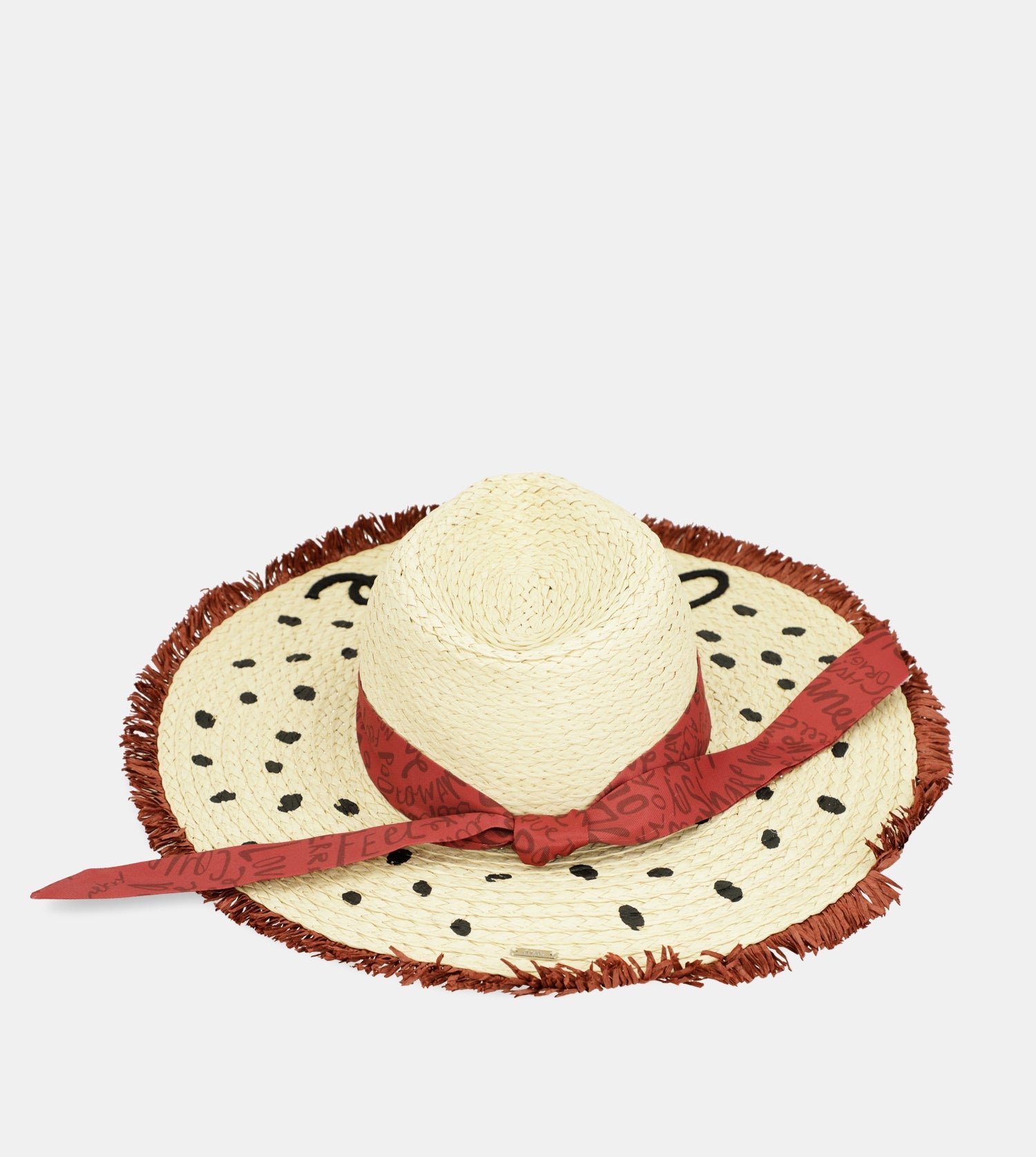 Sombrero de rafia lunares