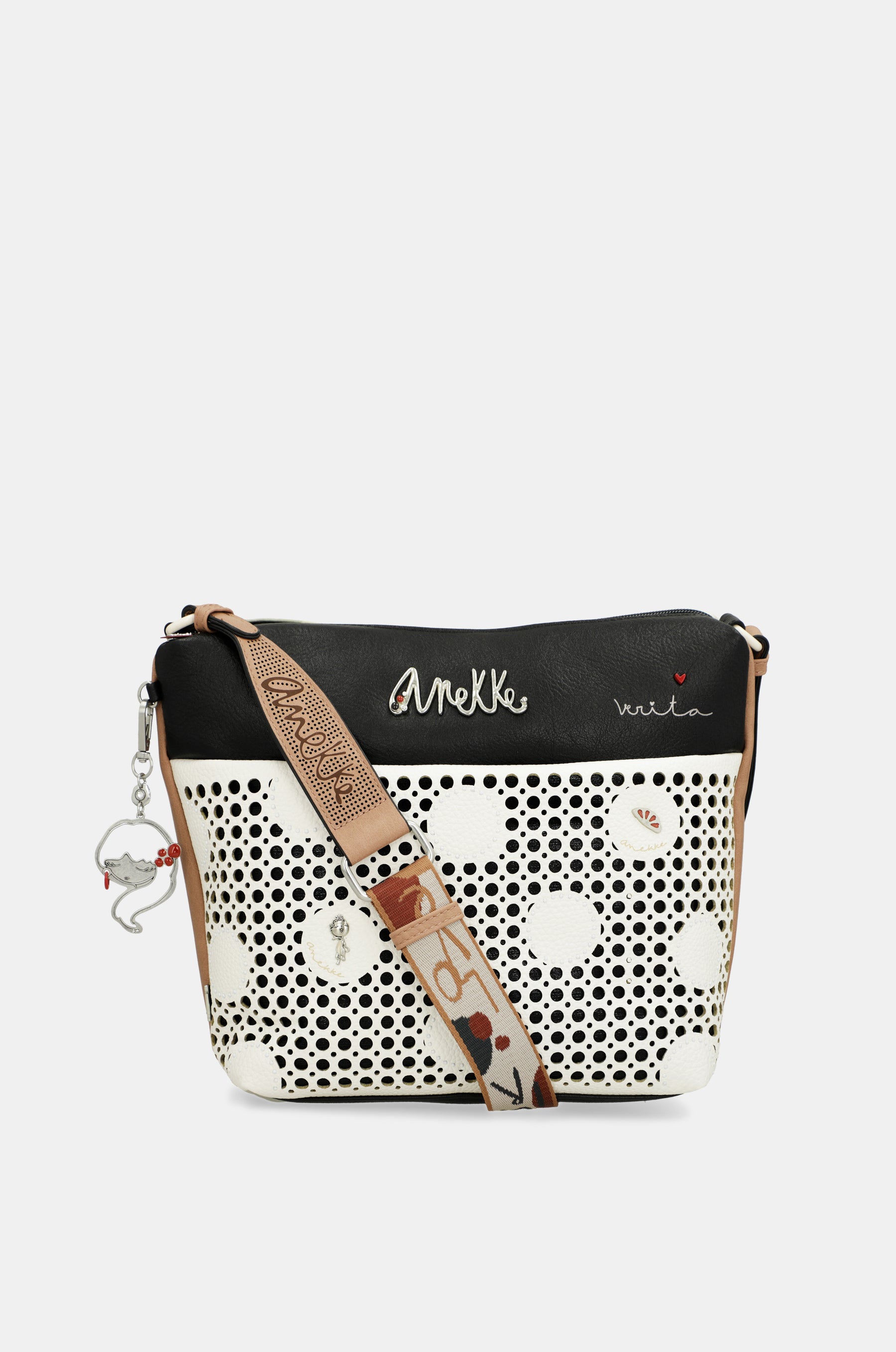 Bandolera grande con bolsillo frontal Lunares