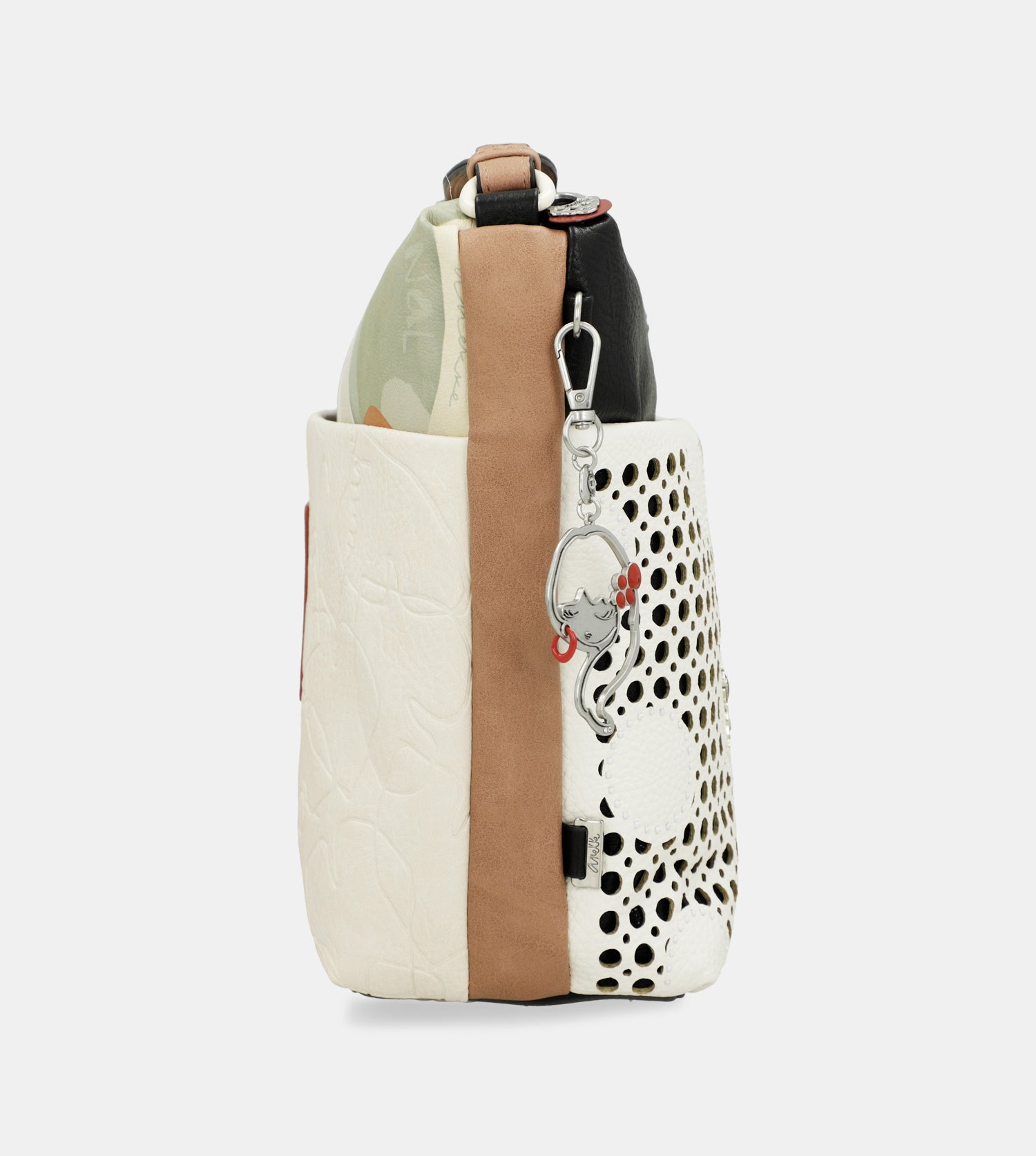 Bandolera grande con bolsillo frontal Lunares