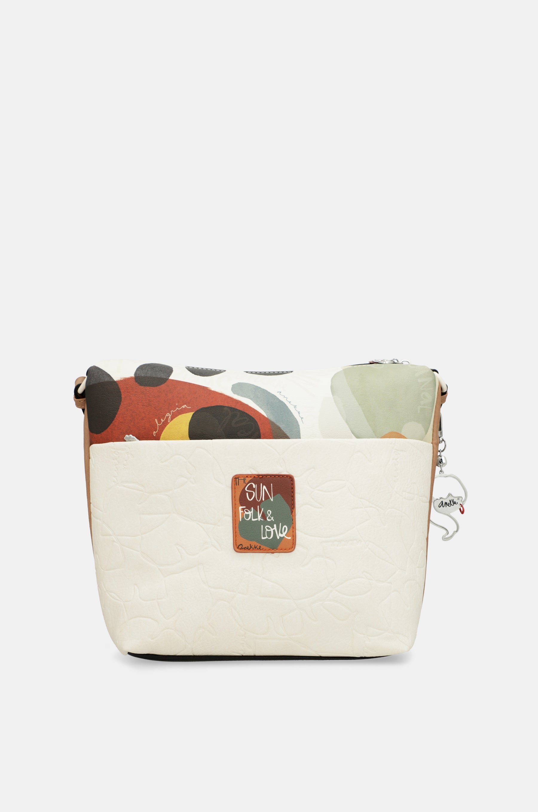 Bandolera grande con bolsillo frontal Lunares