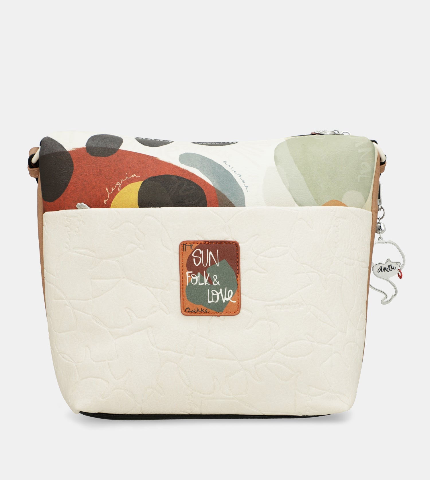 Bandolera grande con bolsillo frontal Lunares