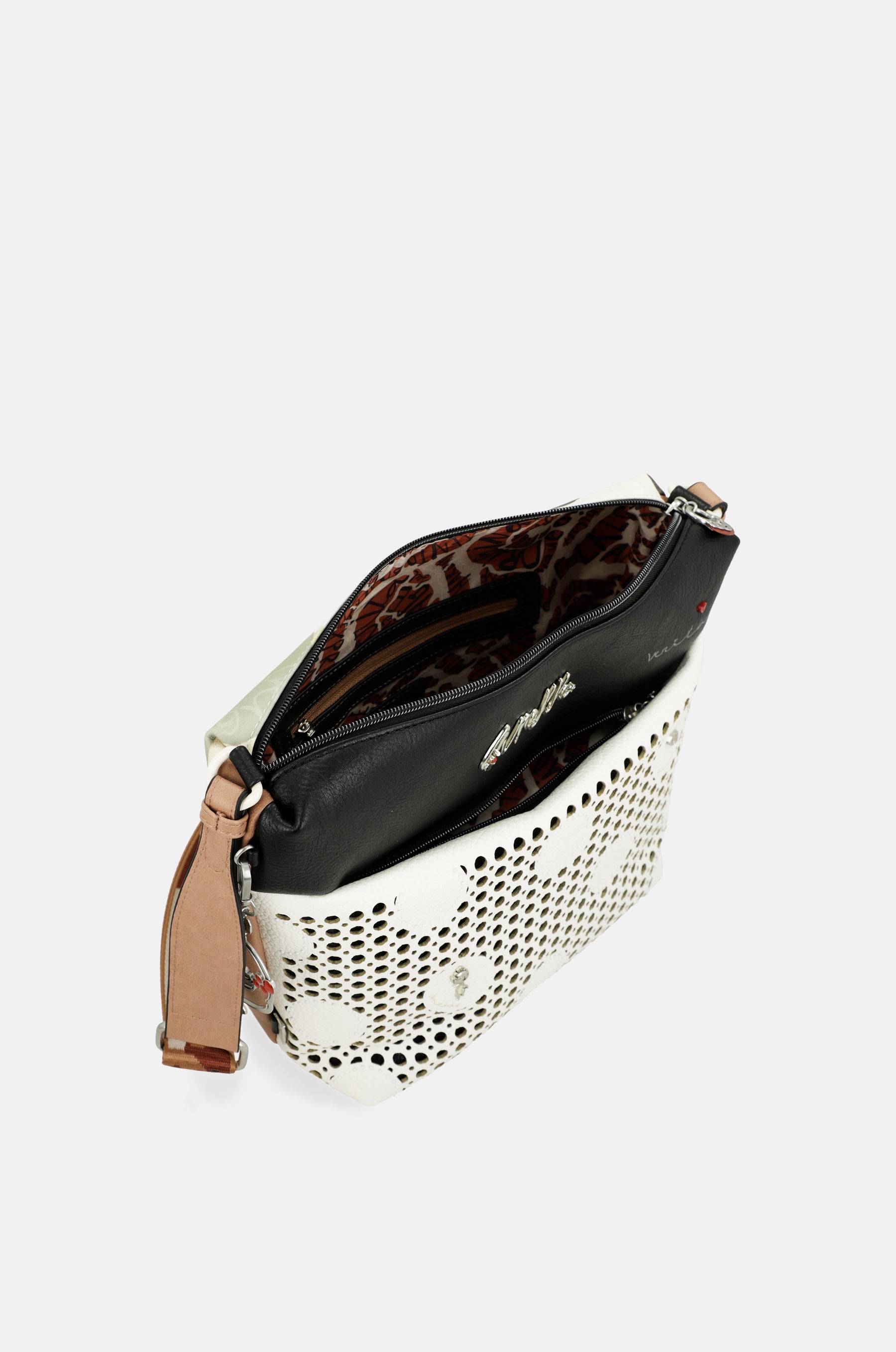 Bandolera grande con bolsillo frontal Lunares