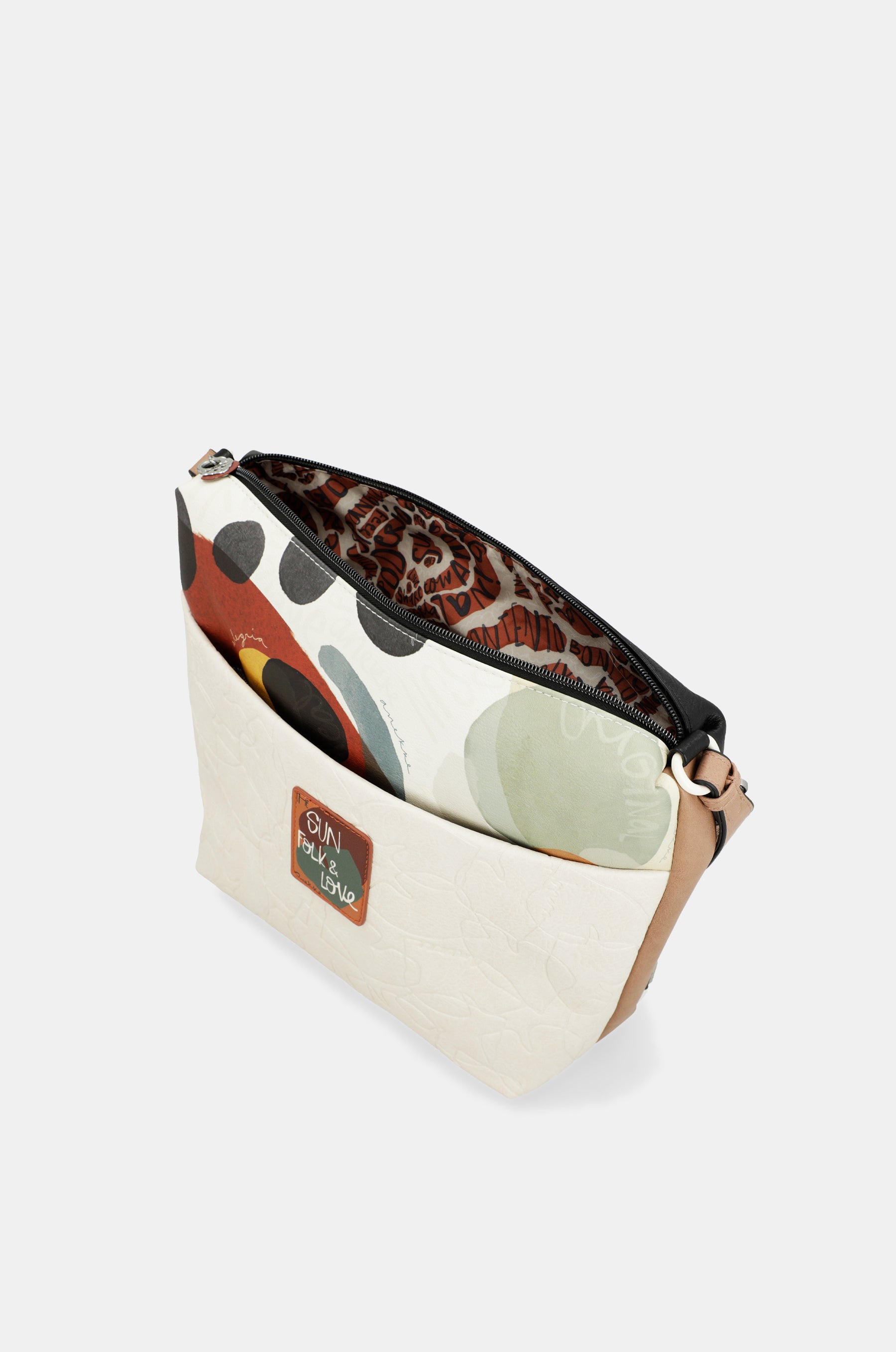 Bandolera grande con bolsillo frontal Lunares
