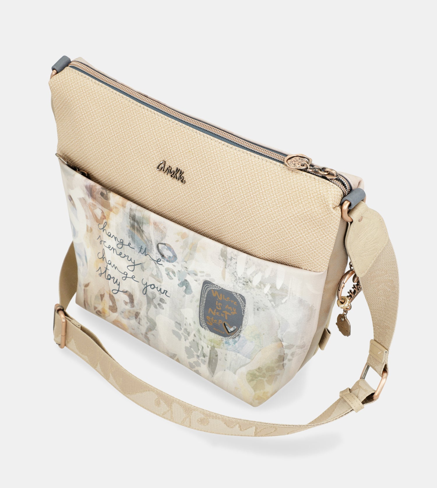 Bandolera grande con bolsillo frontal Whispers