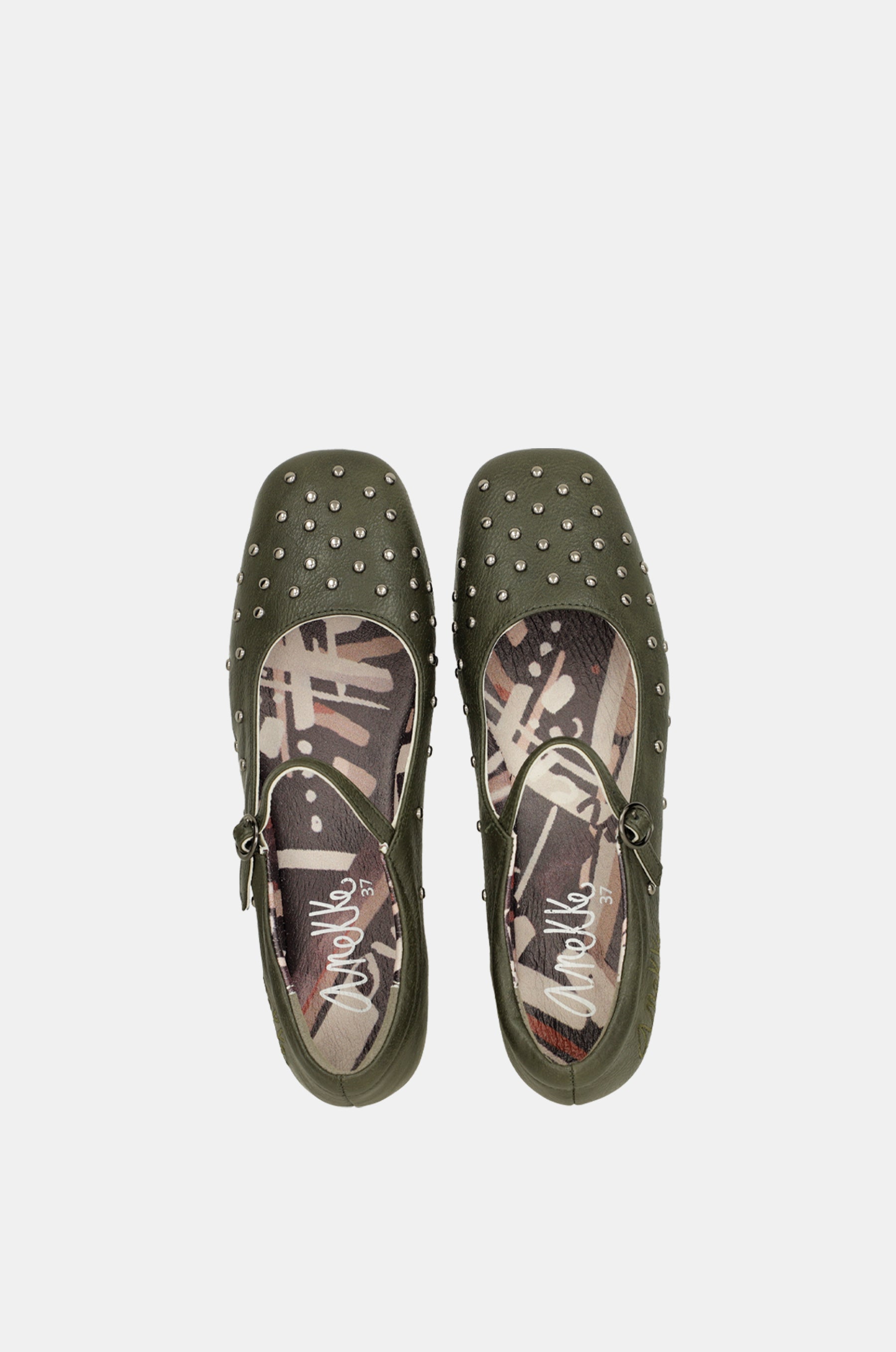 Bailarinas tachuelas verde kaki