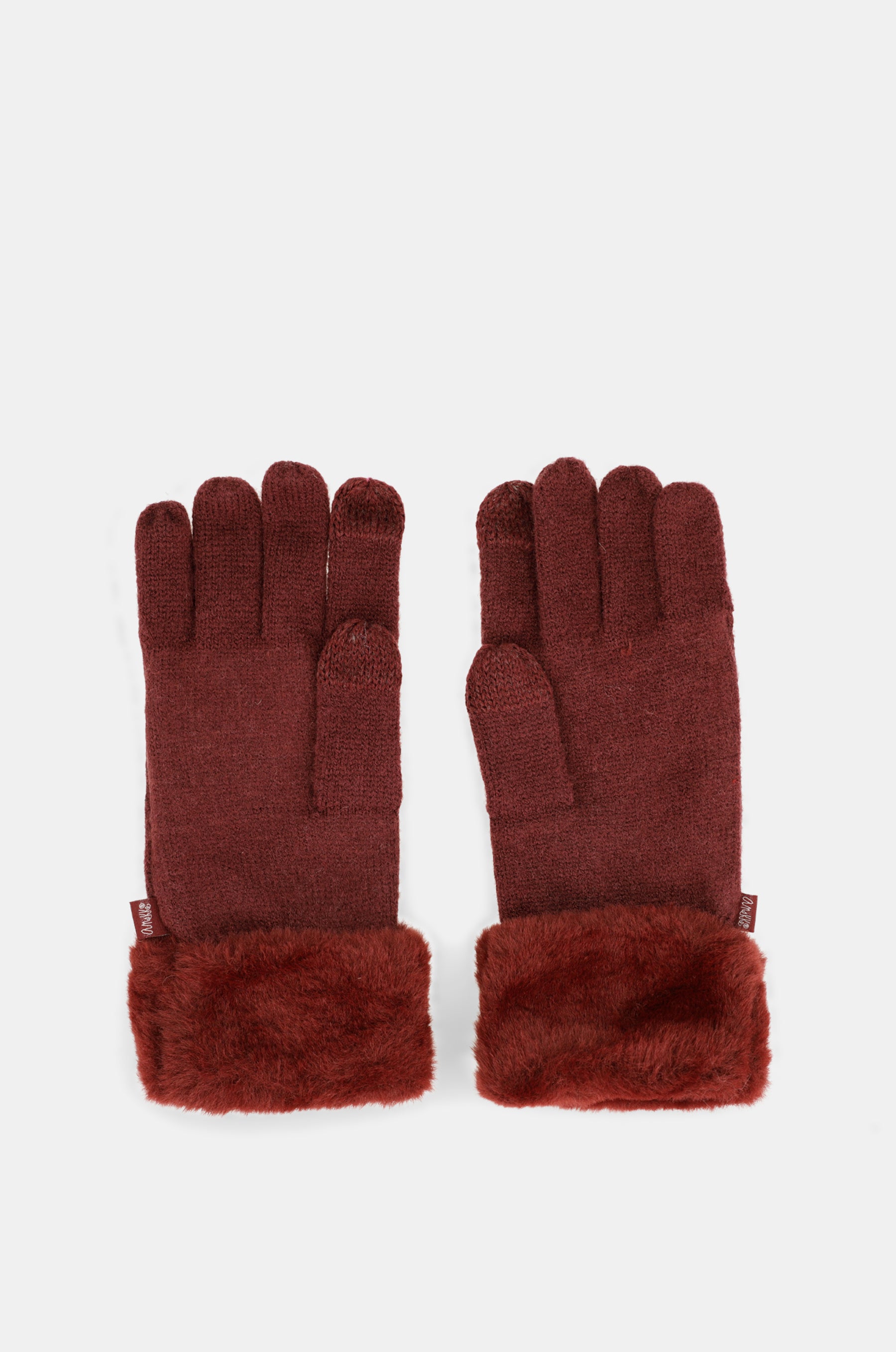 Guantes de punto burdeos con detalles