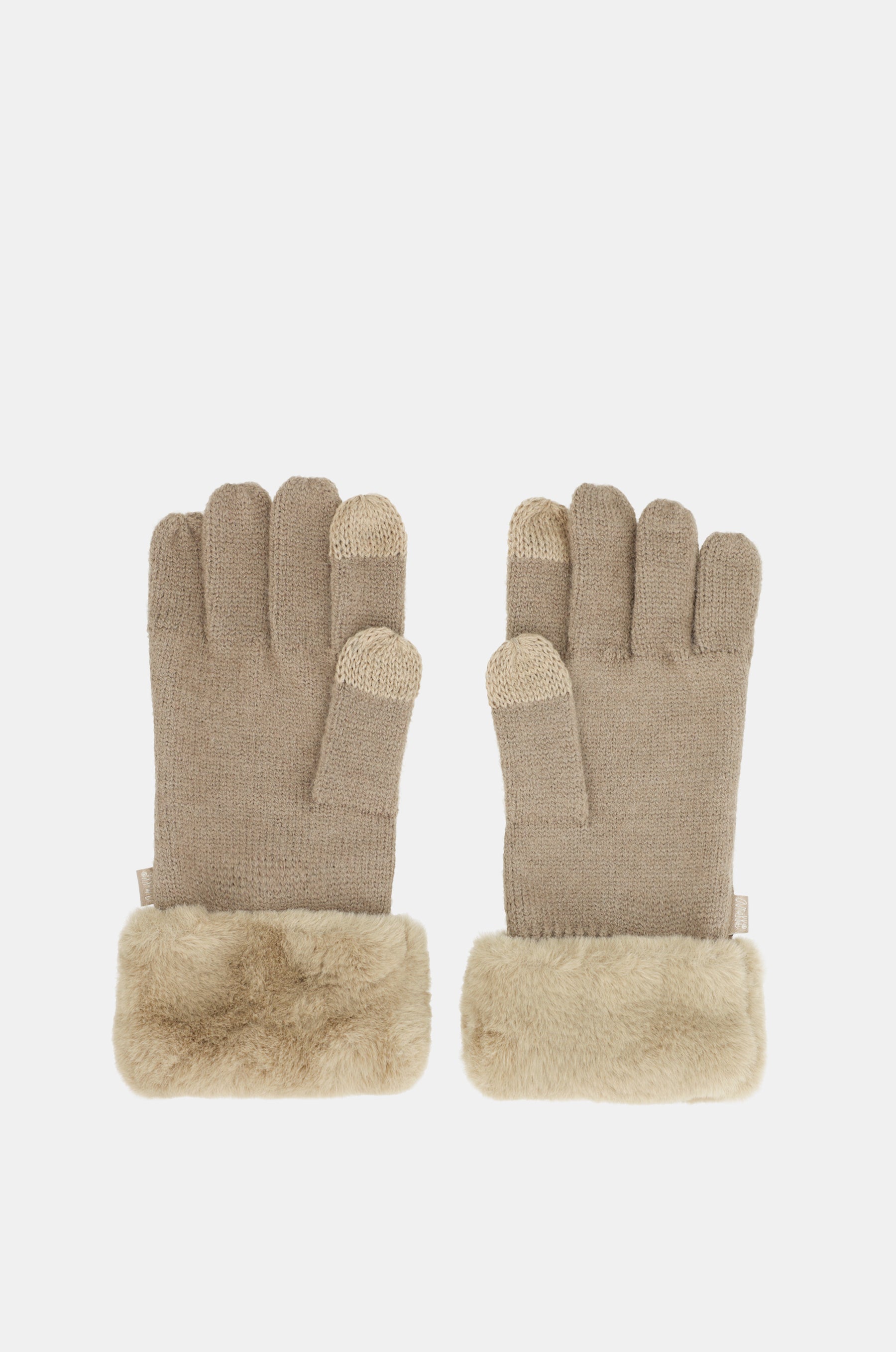 Guantes de punto beige con detalles