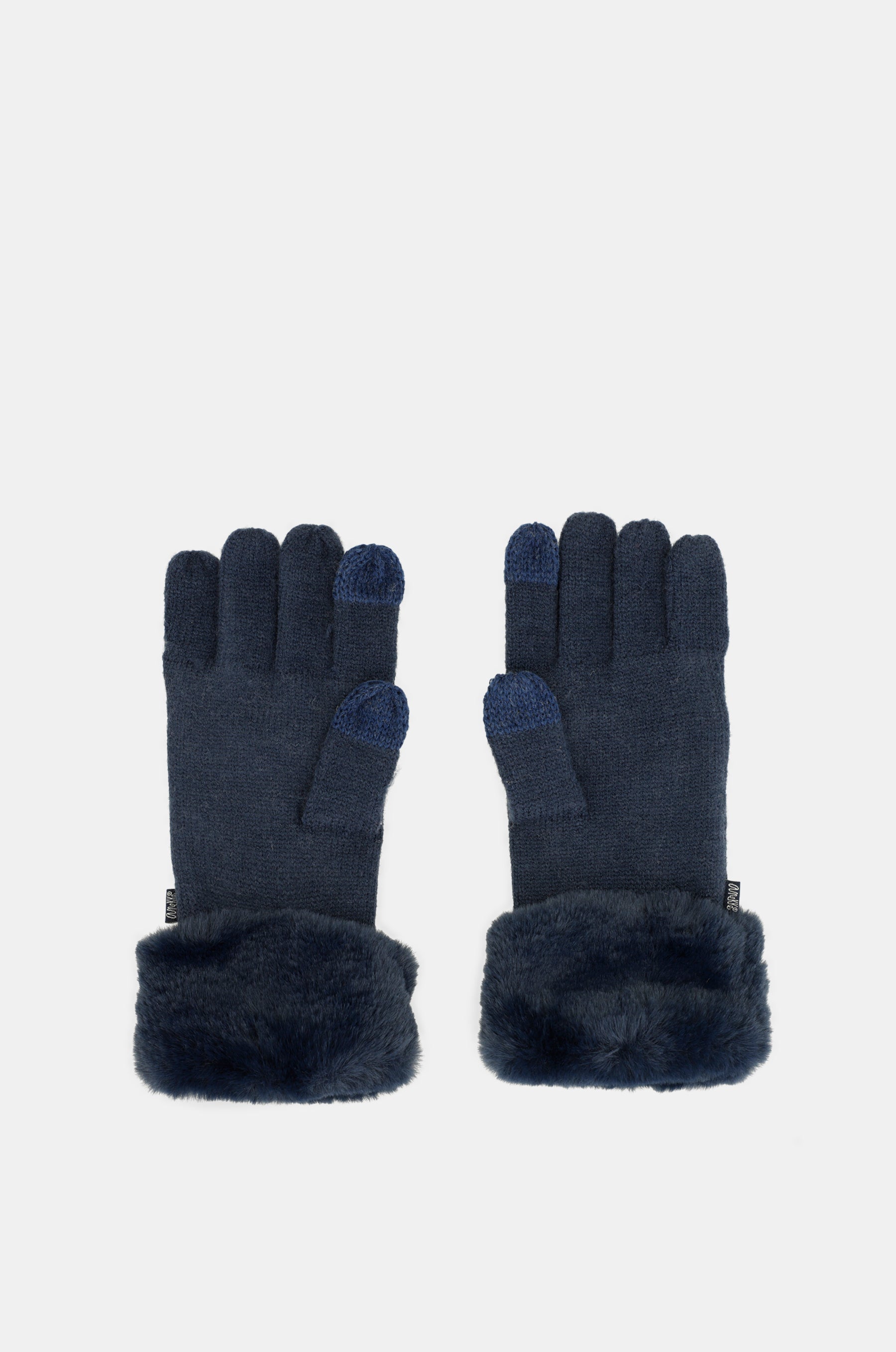 Guantes de punto azules con detalles