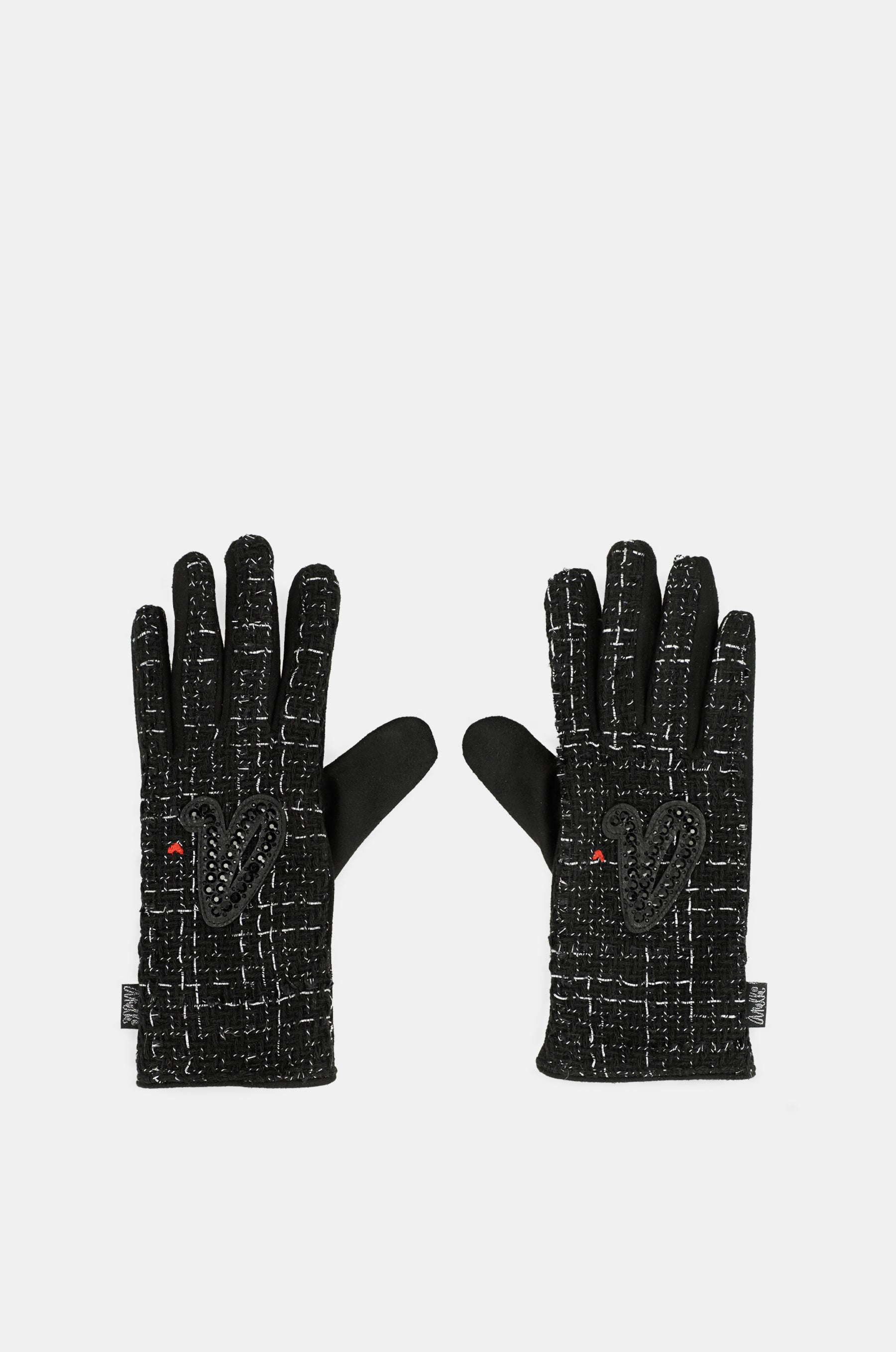 Guantes de tejido tweed negros