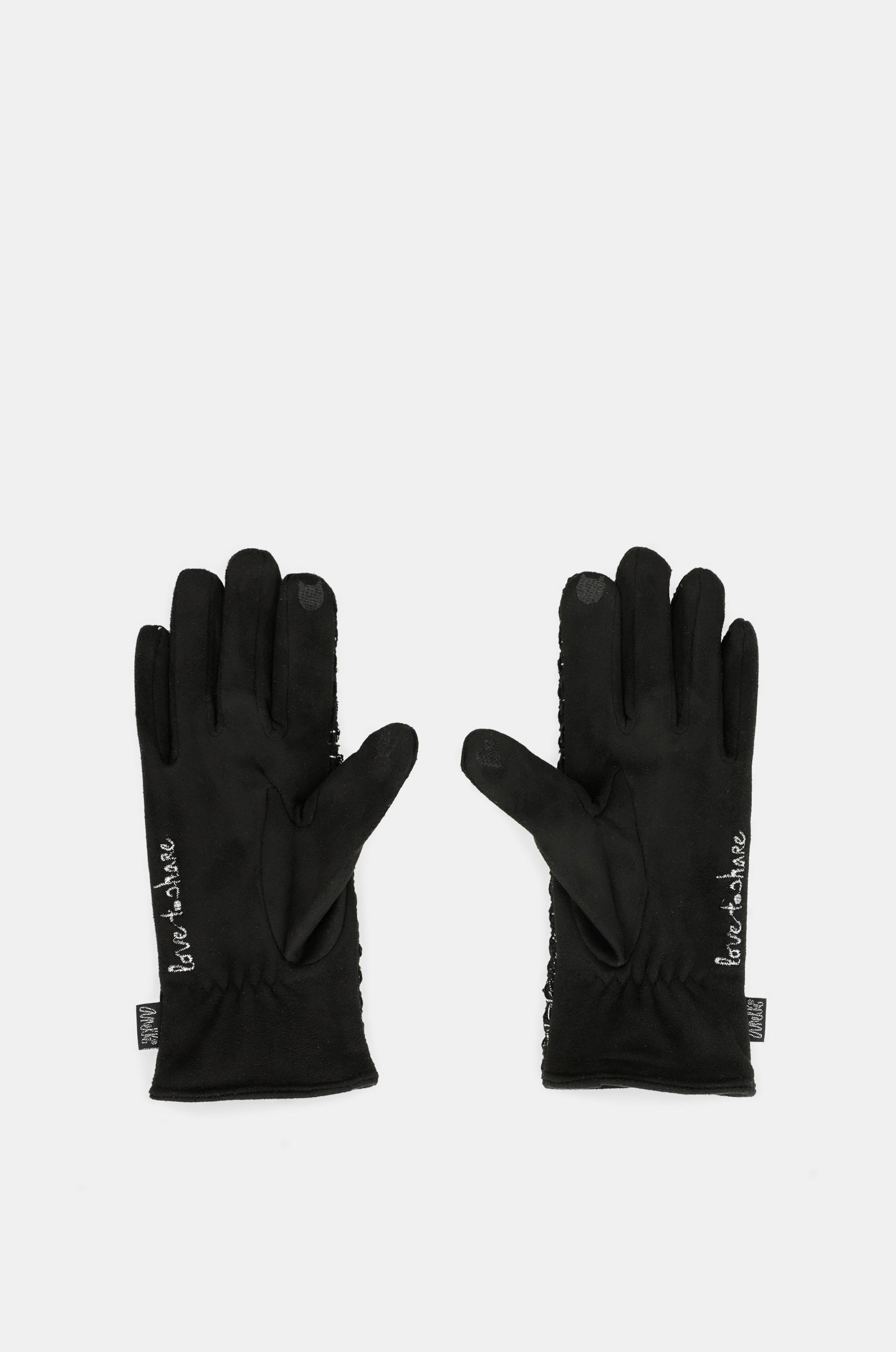 Guantes de tejido tweed negros