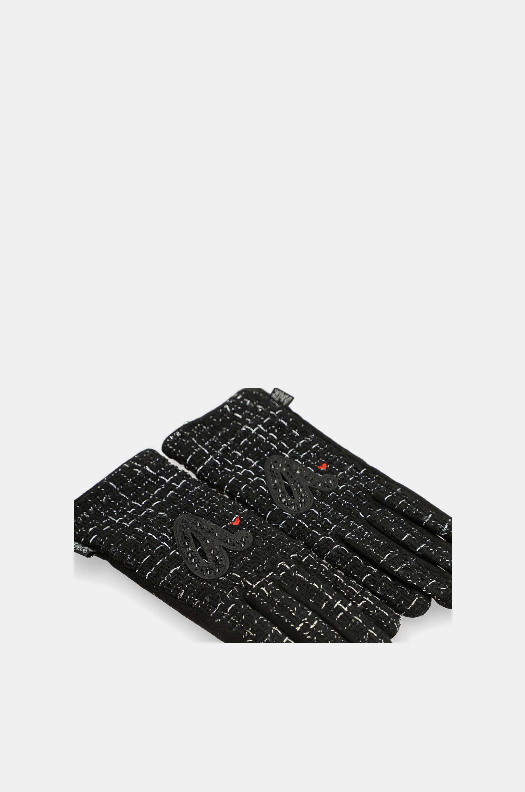 Guantes de tejido tweed negros