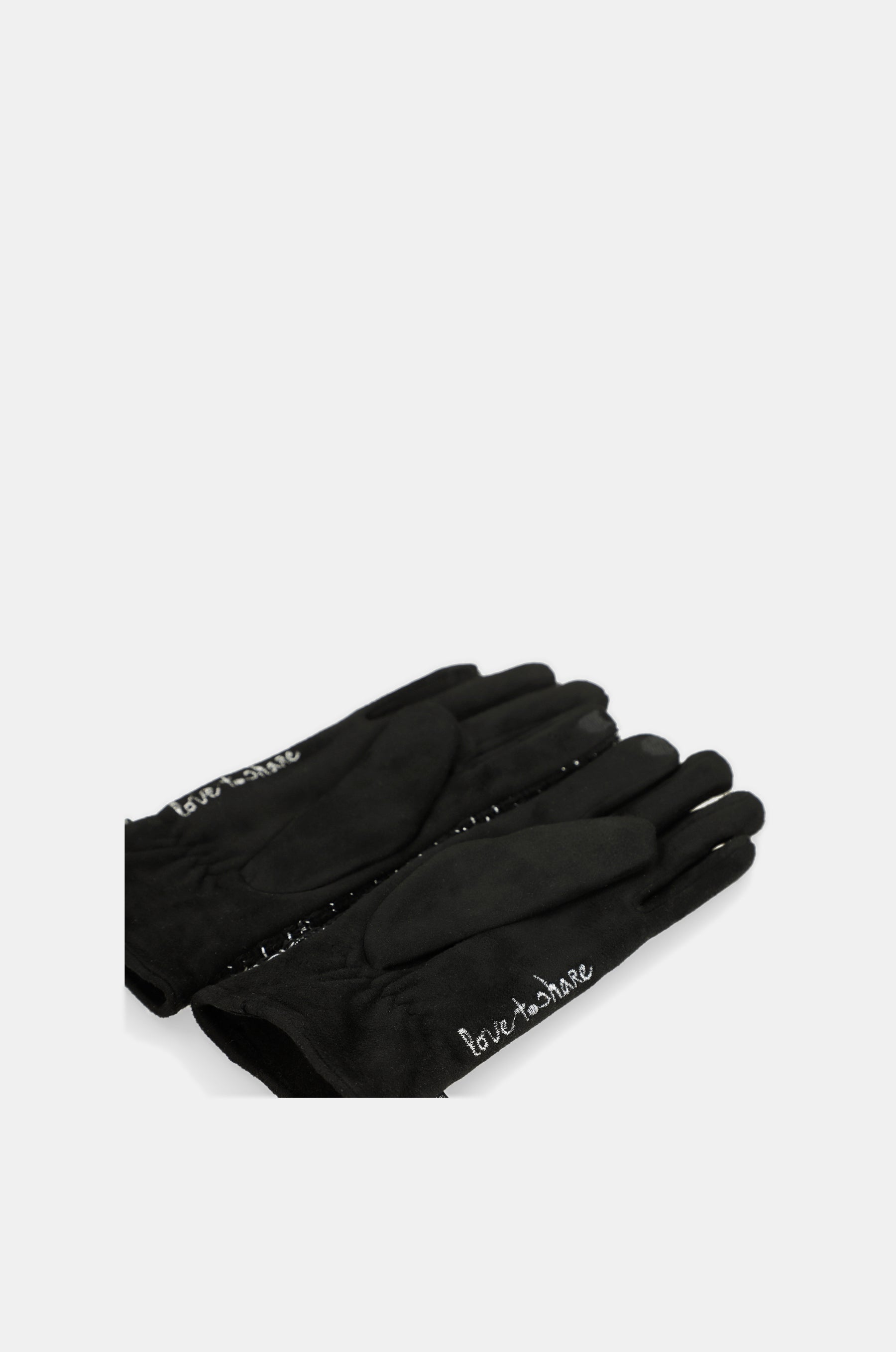 Guantes de tejido tweed negros