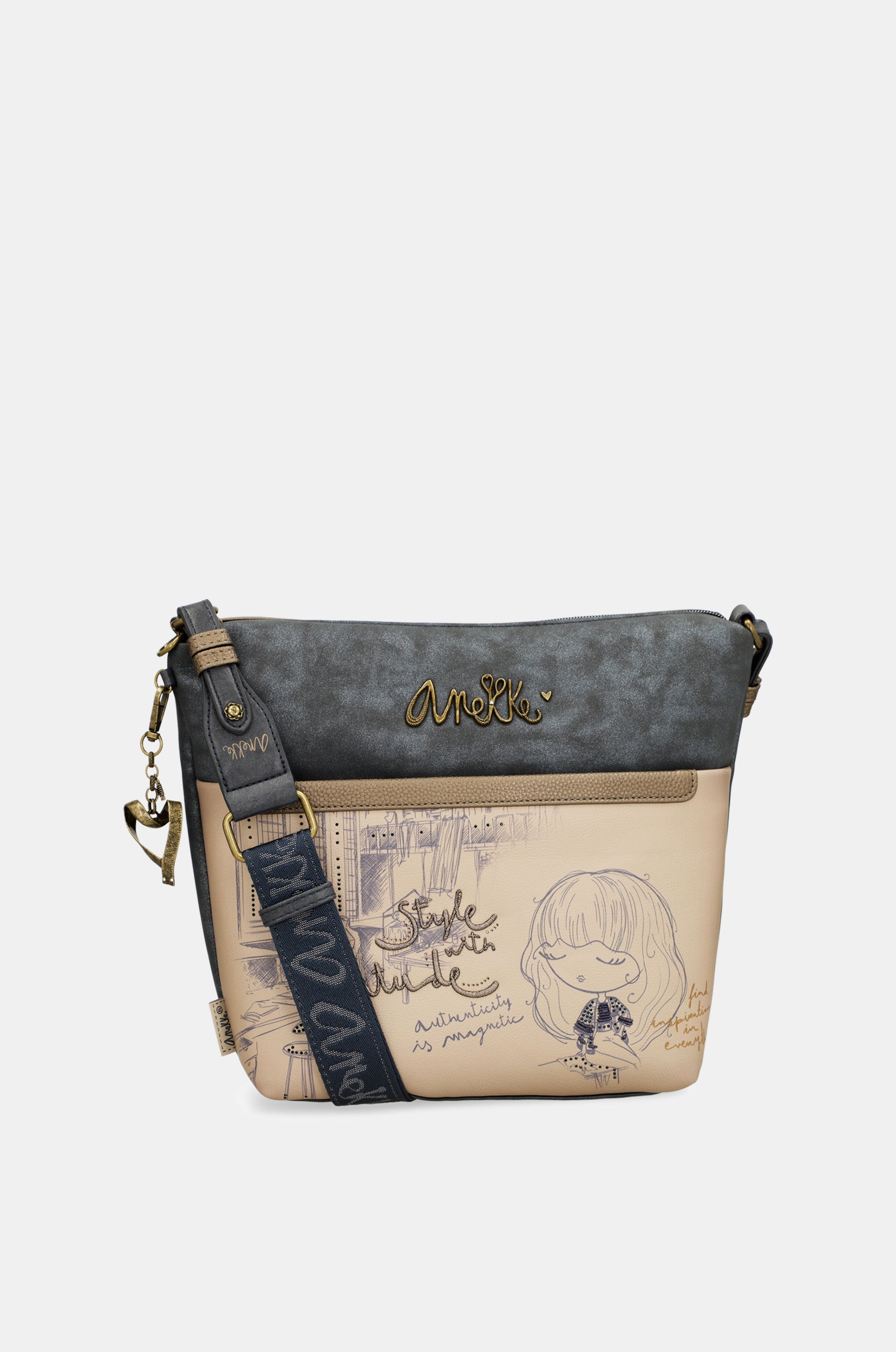 Bandolera grande con bolsillo frontal Studio