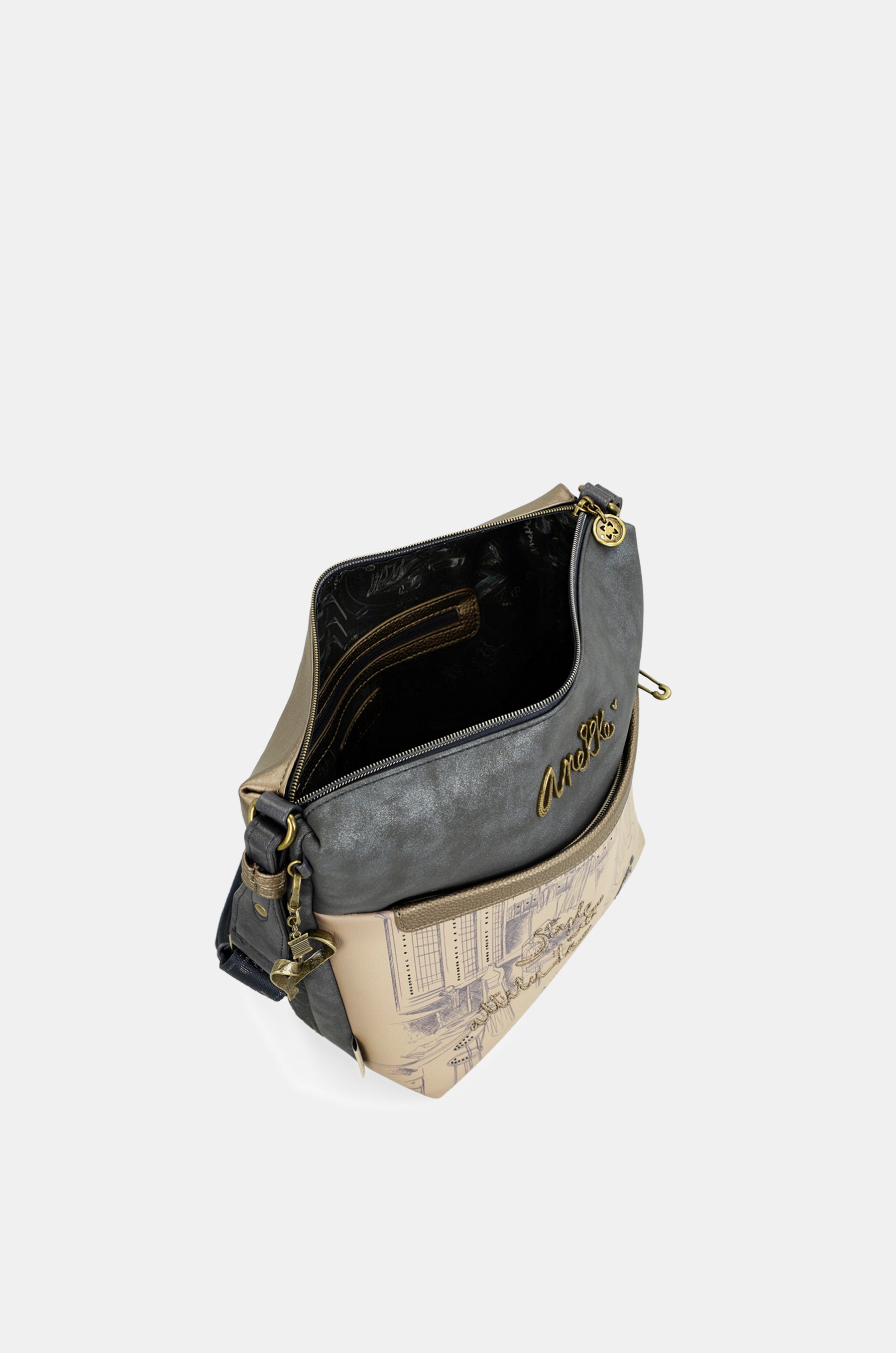 Bandolera grande con bolsillo frontal Studio
