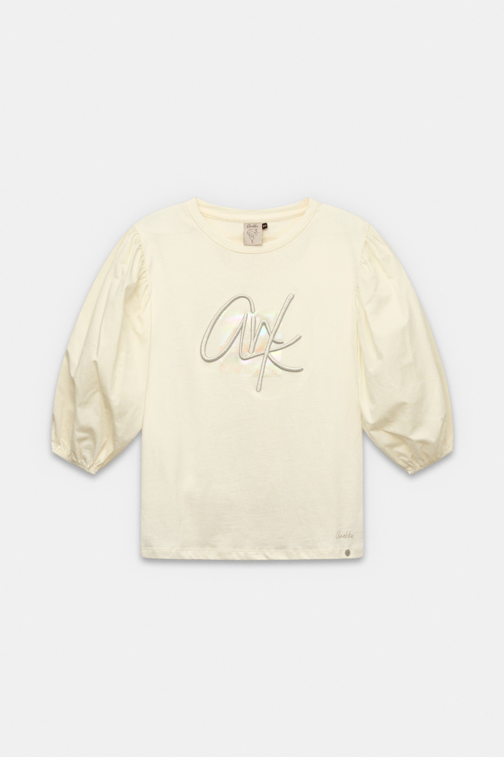 Camiseta con manga abullonada beige