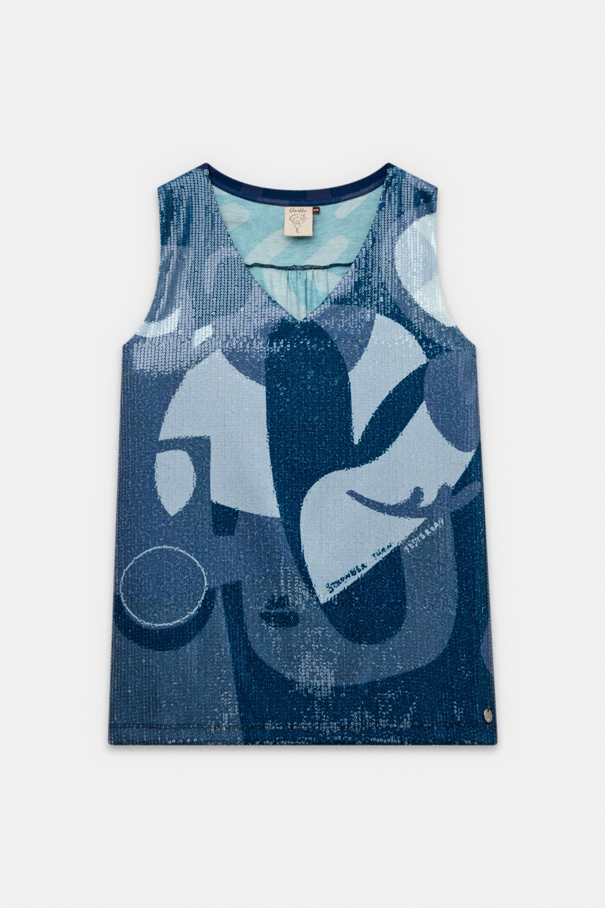 Camiseta azul con lentejuelas