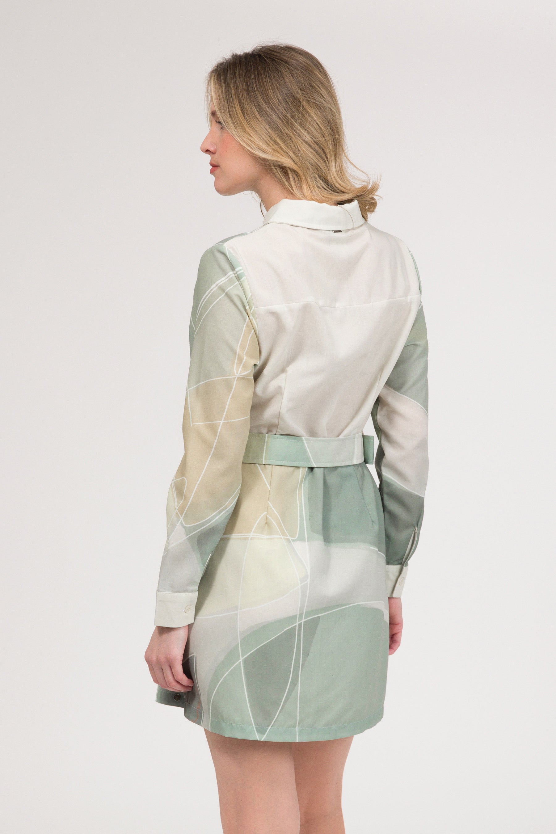 Vestido de manga larga verde