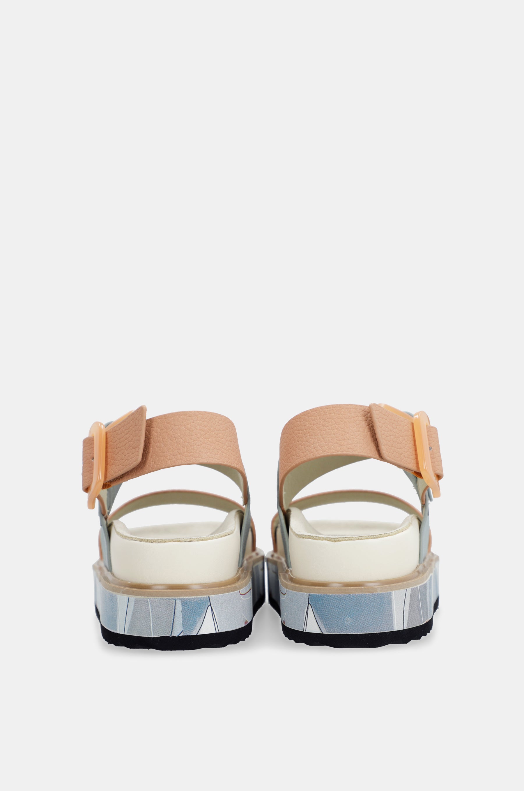 Sandalias plataforma azul y rosa-anaranjado