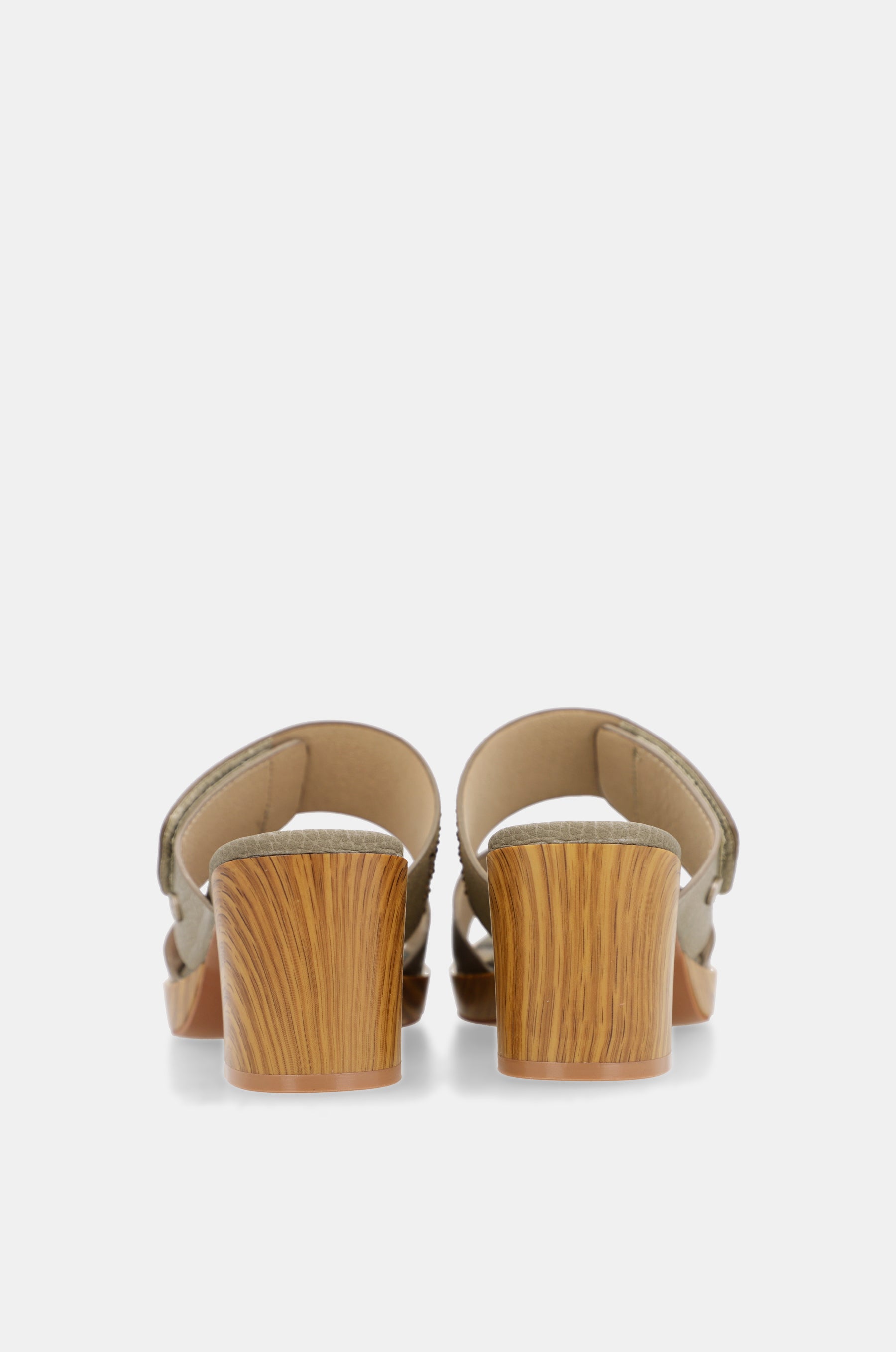 Sandalias con tacón verdes y doradas con strass