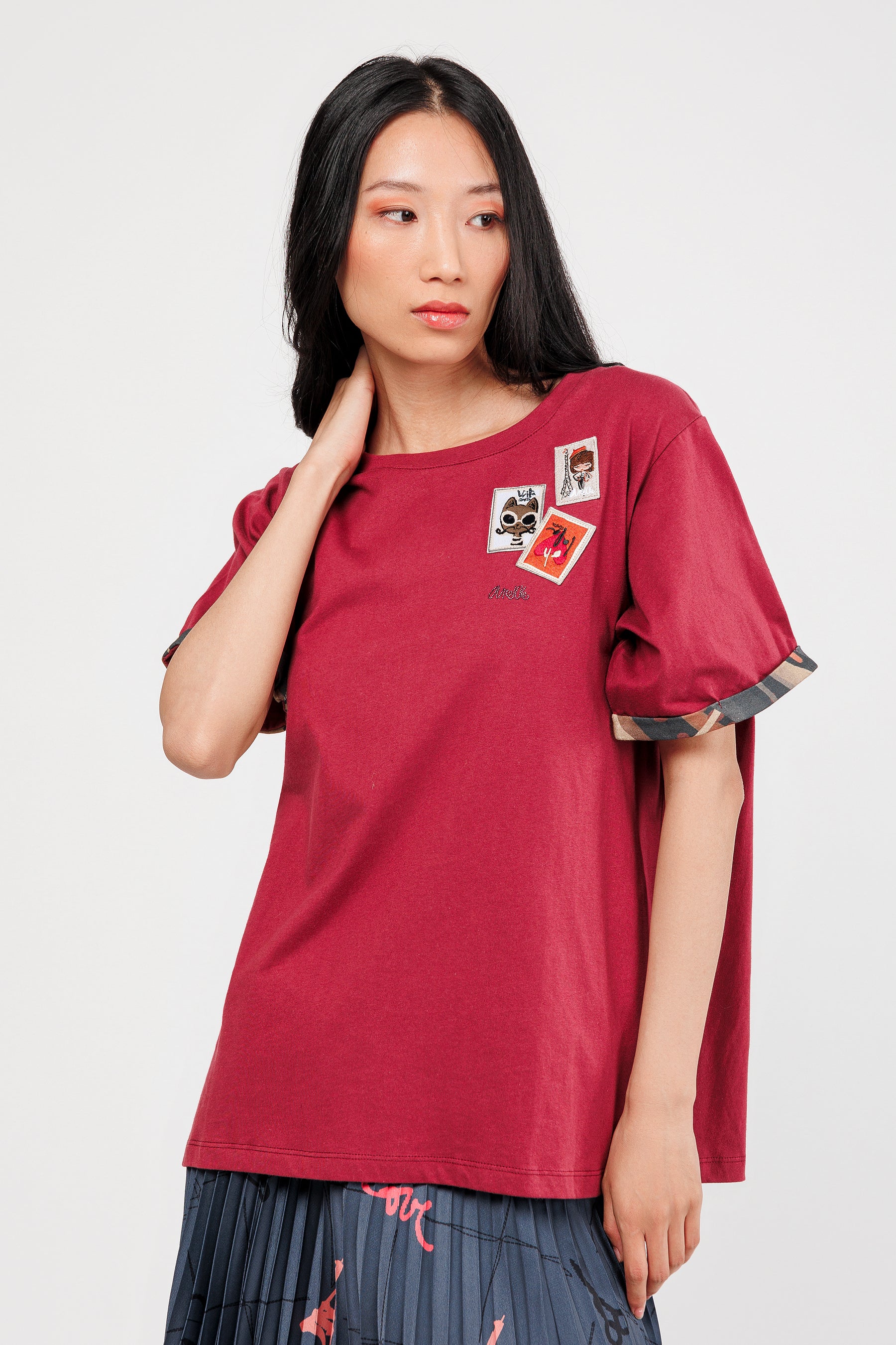 Camiseta manga corta granate
