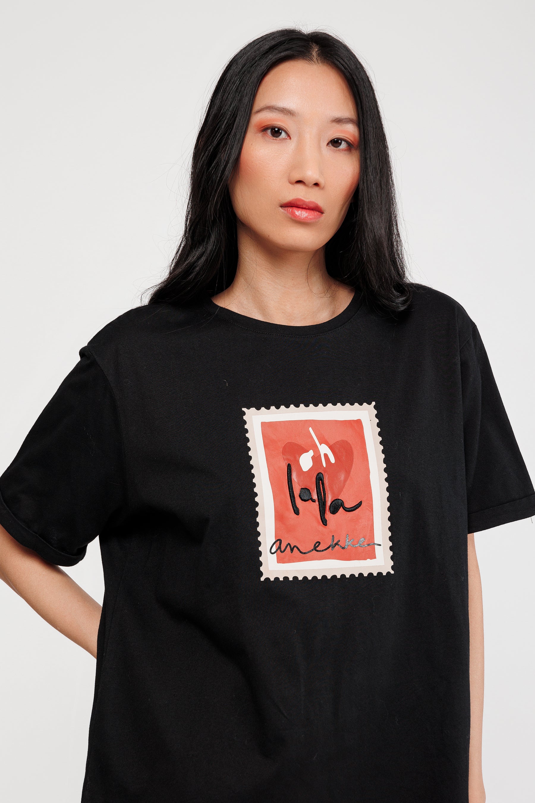 Camiseta manga corta negra Mademoiselle