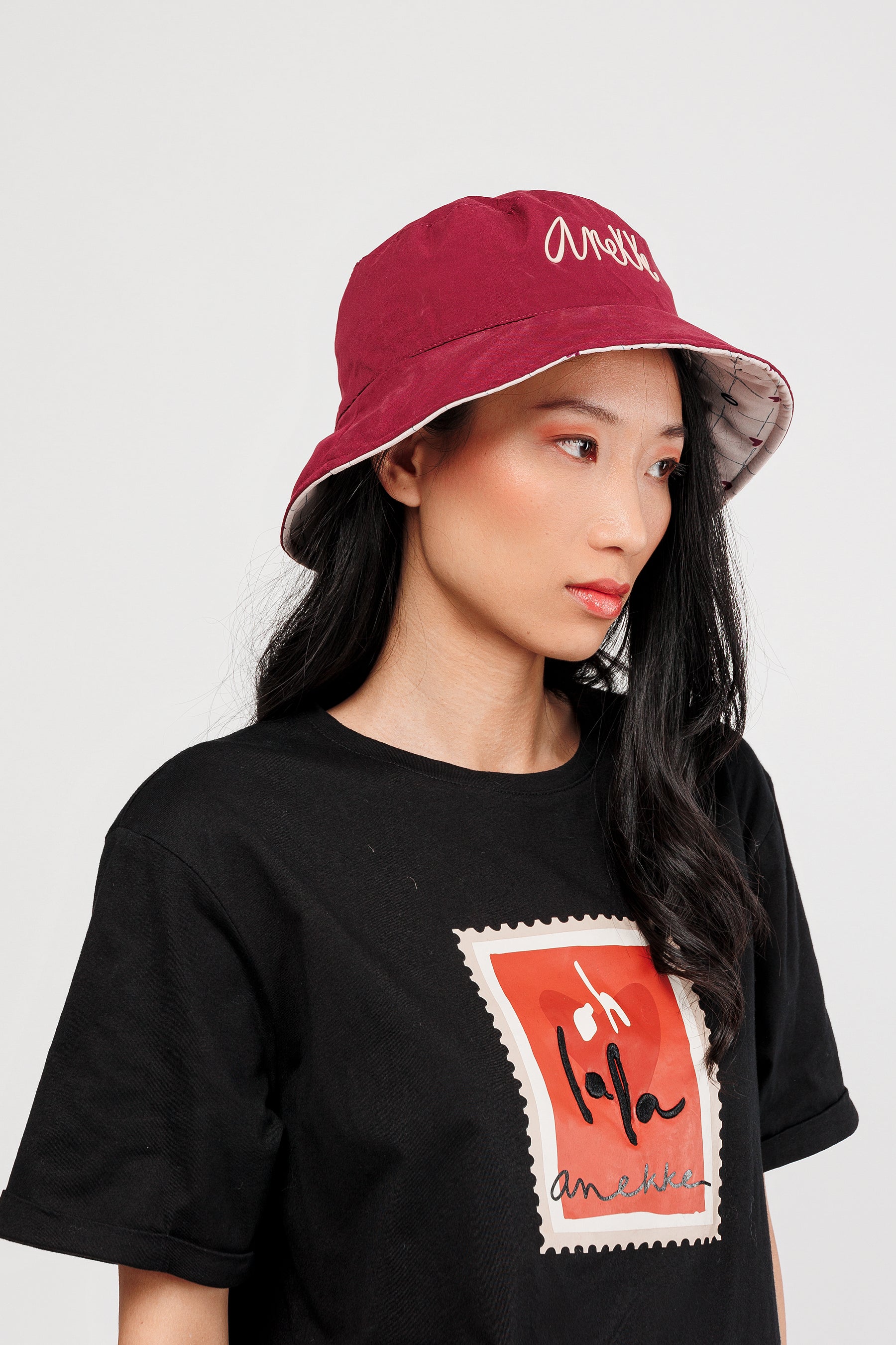 Gorro pescador reversible burdeos