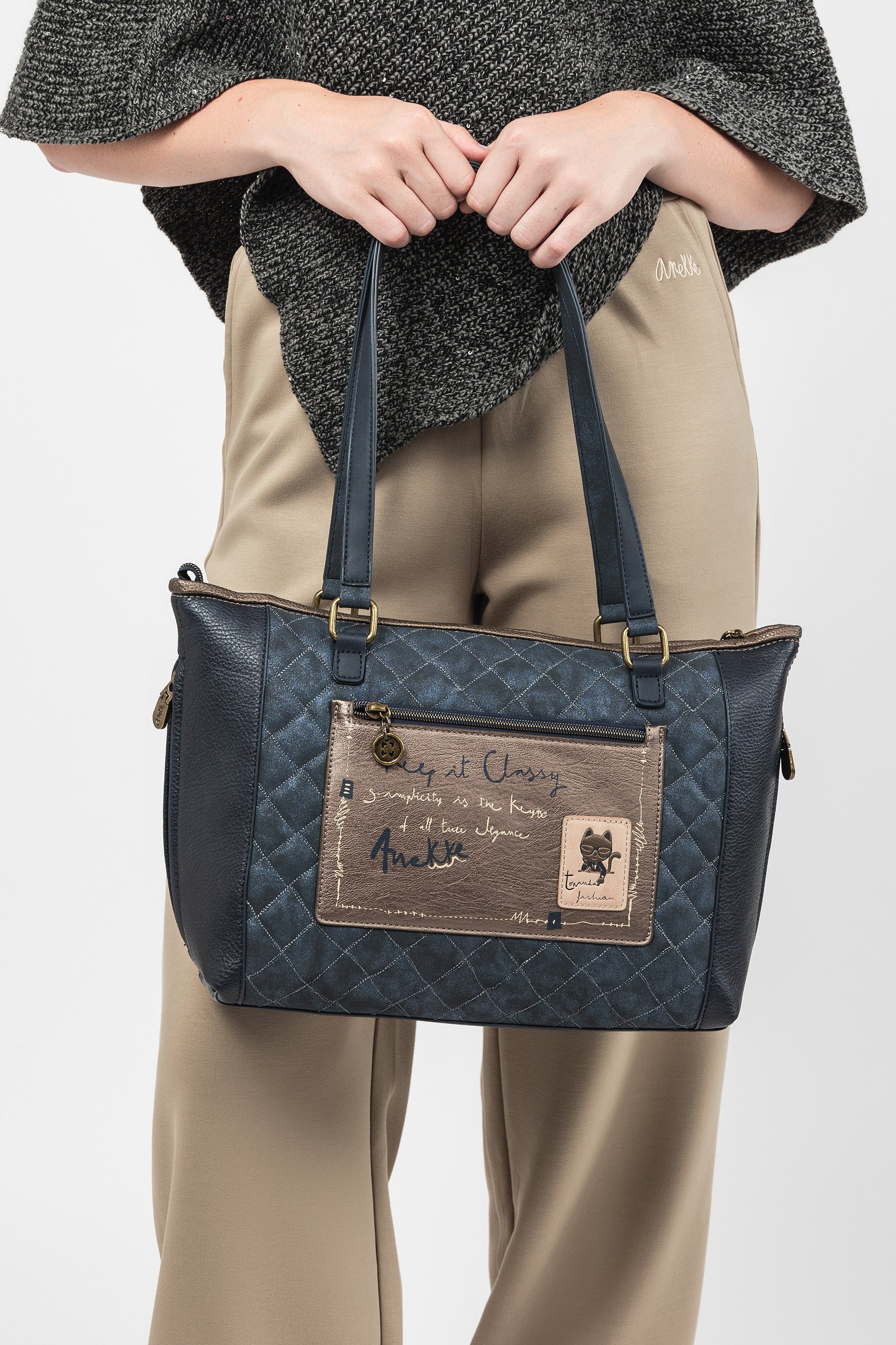 Bolso shopper con bandolera Studio