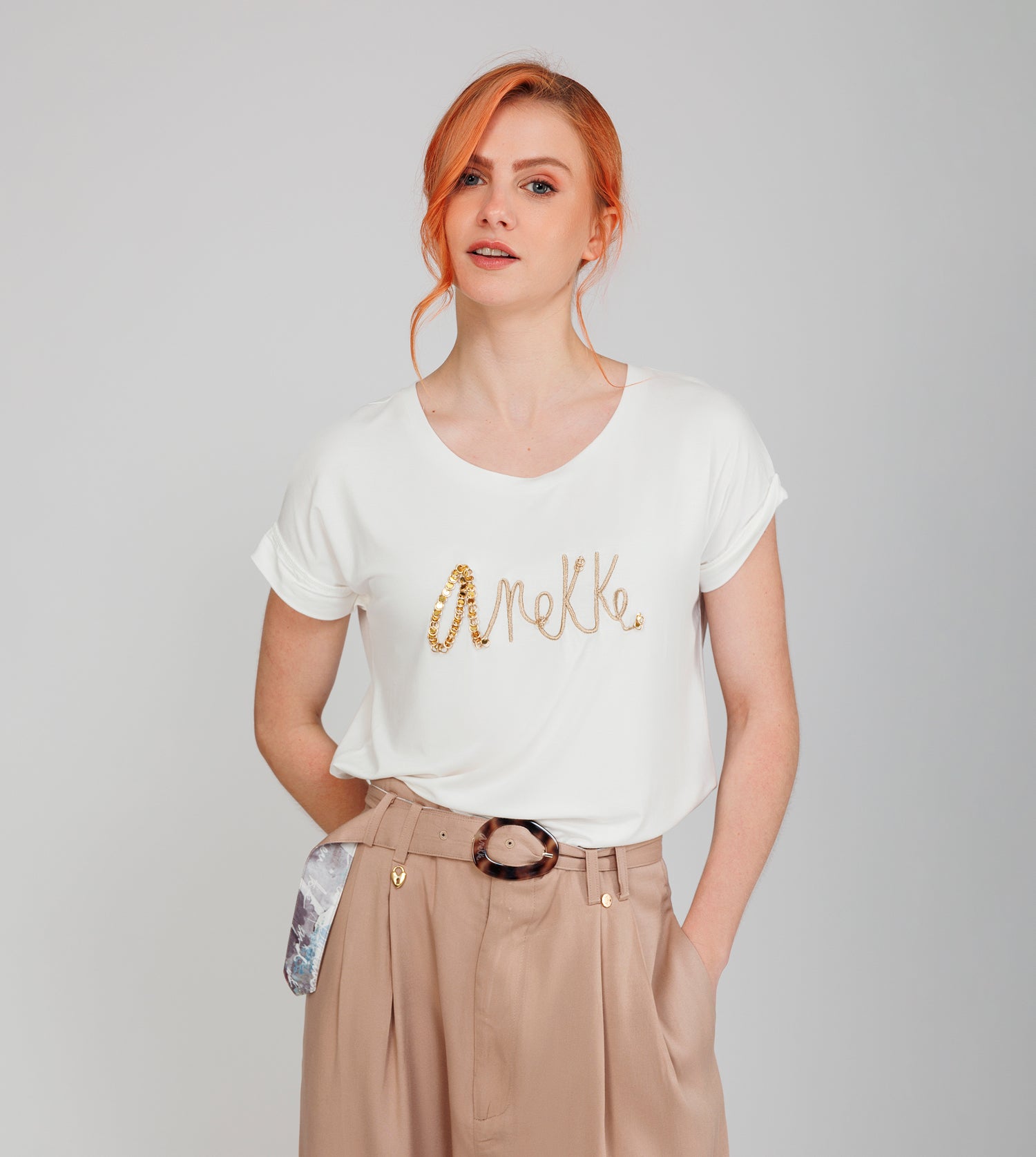 Camiseta manga corta blanca con logo