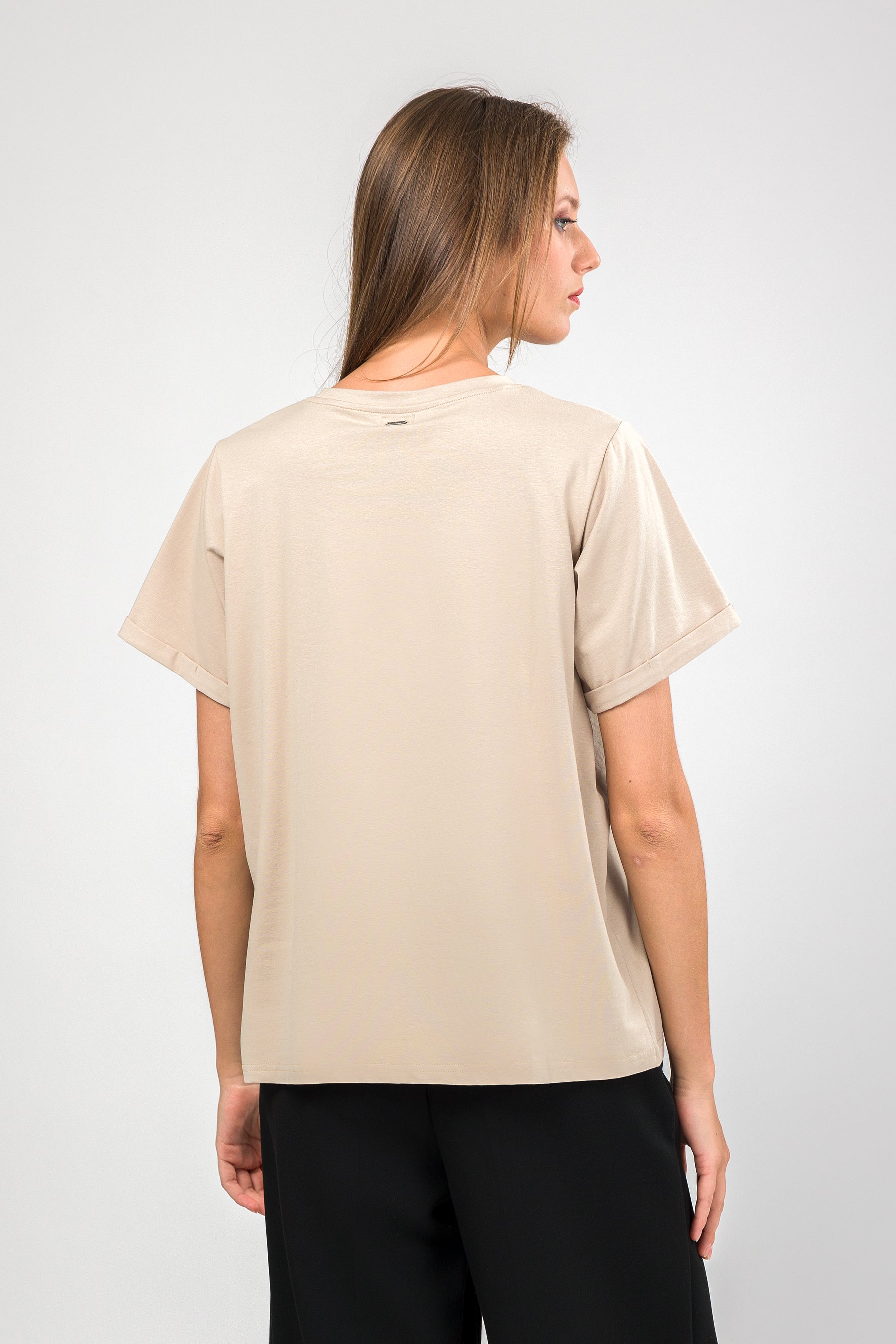 Camiseta manga corta beige logo