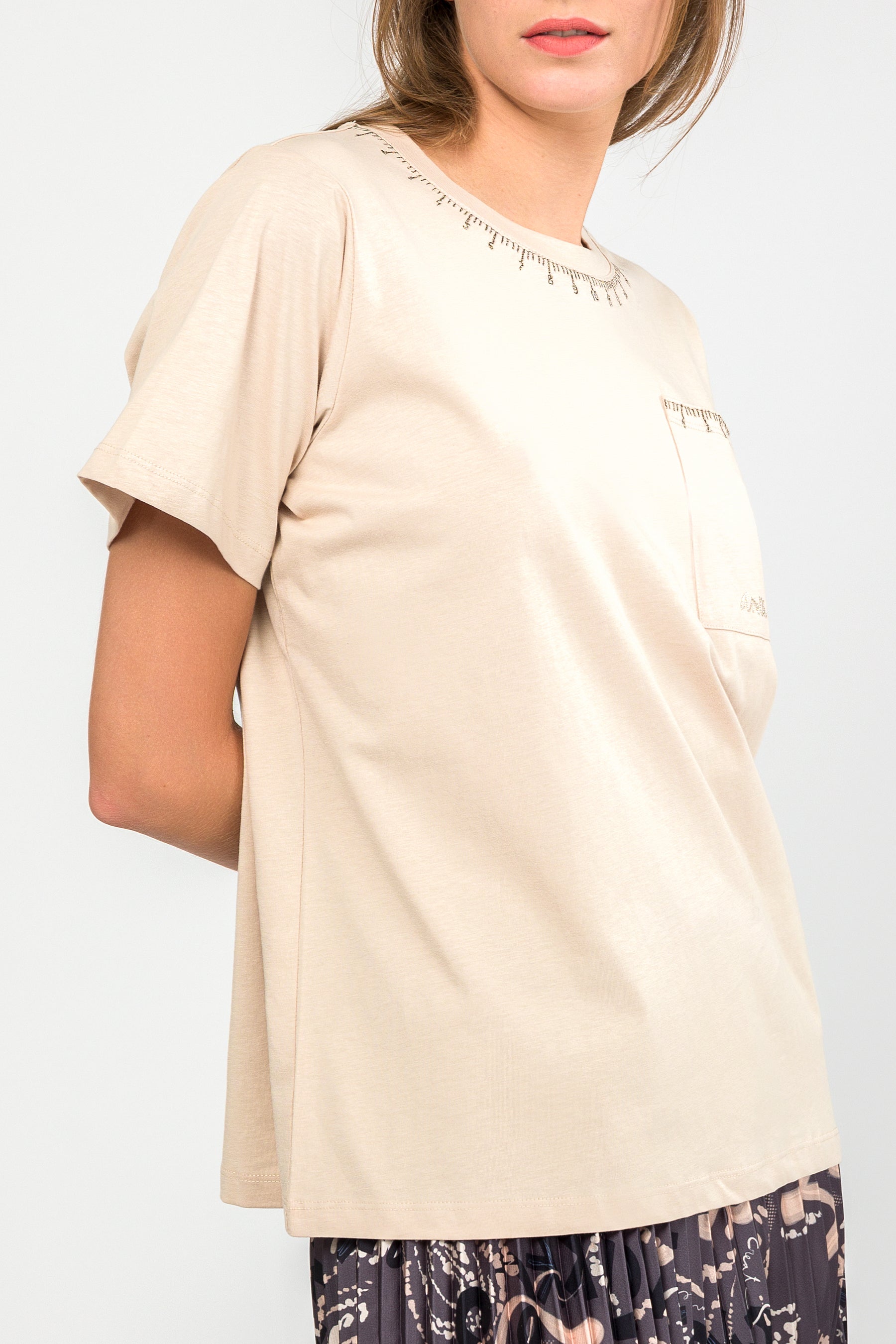 Camiseta manga corta beige Studio