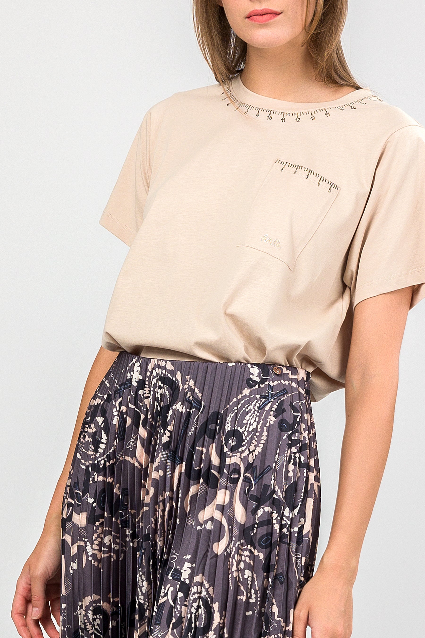 Camiseta manga corta beige Studio