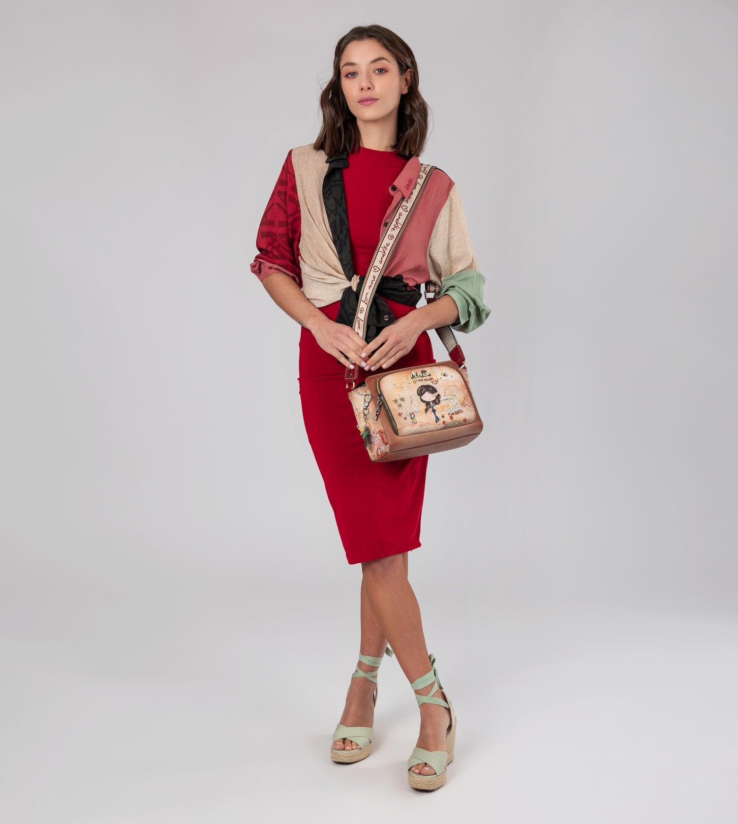 Bandolera rectangular Peace & Love Camel