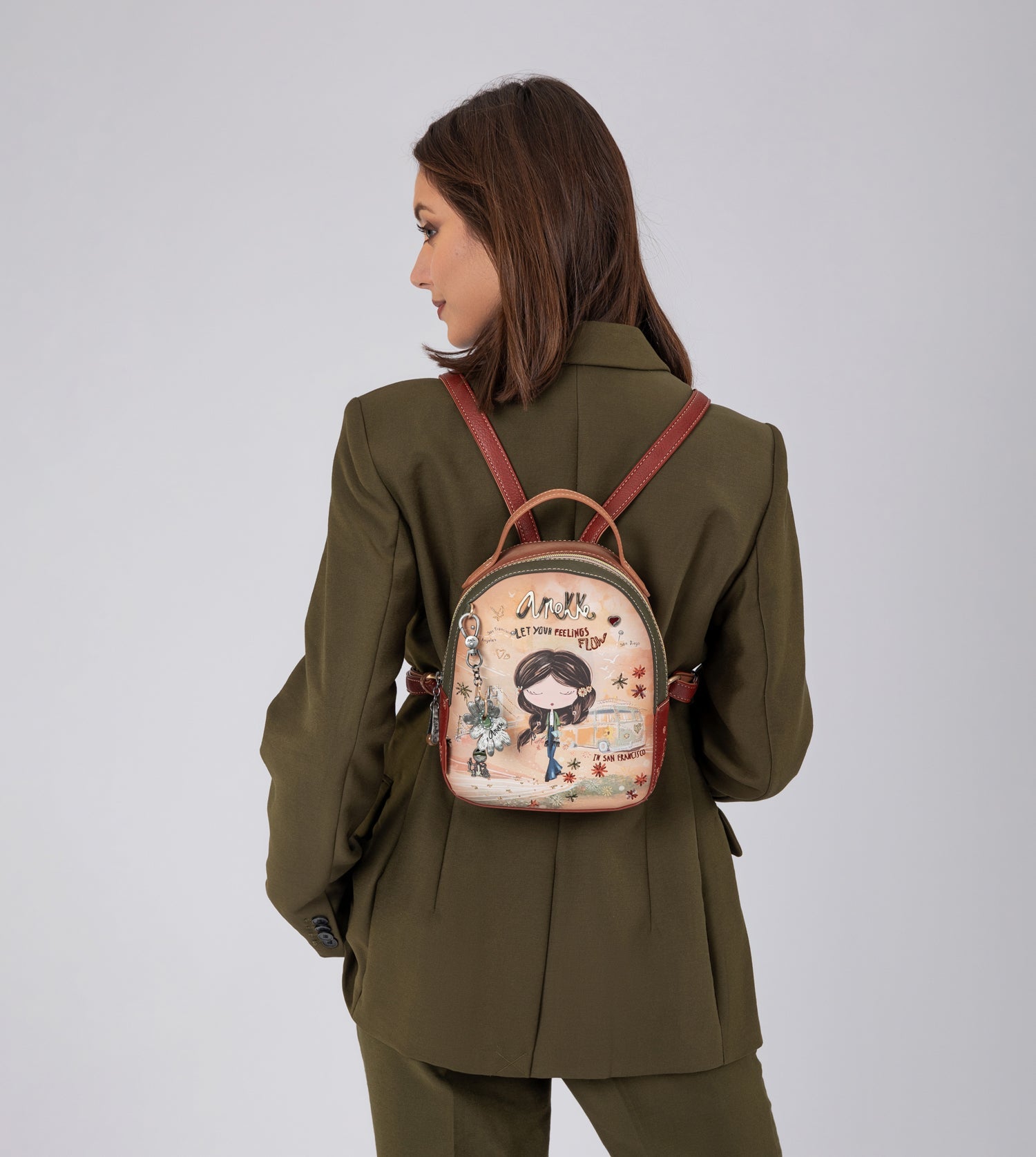 Mochila pequeña Peace & Love Camel
