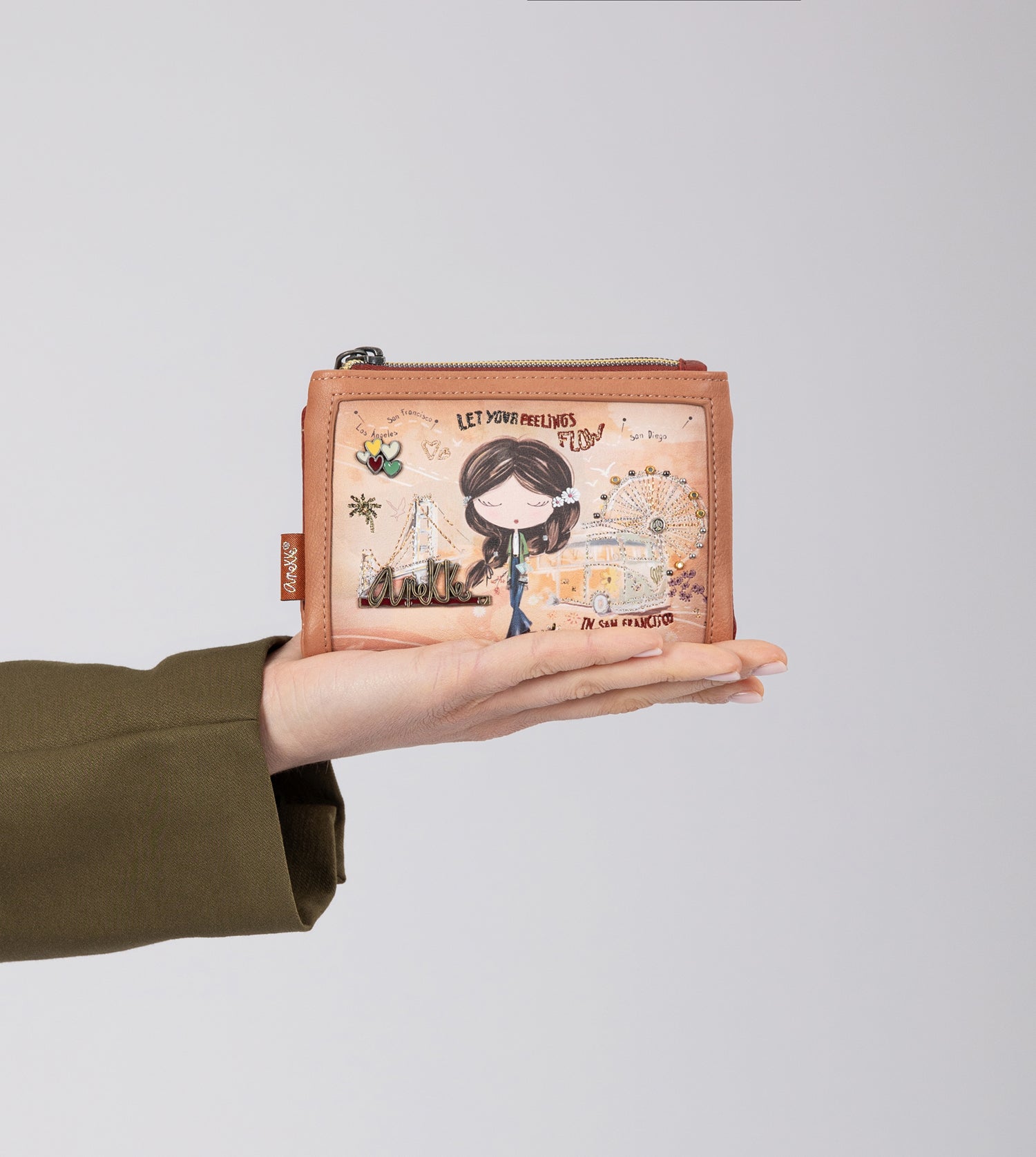 Billetero RFID pequeño Peace & Love Camel