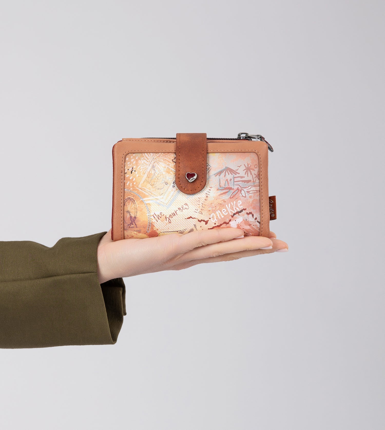 Billetero RFID pequeño Peace & Love Camel