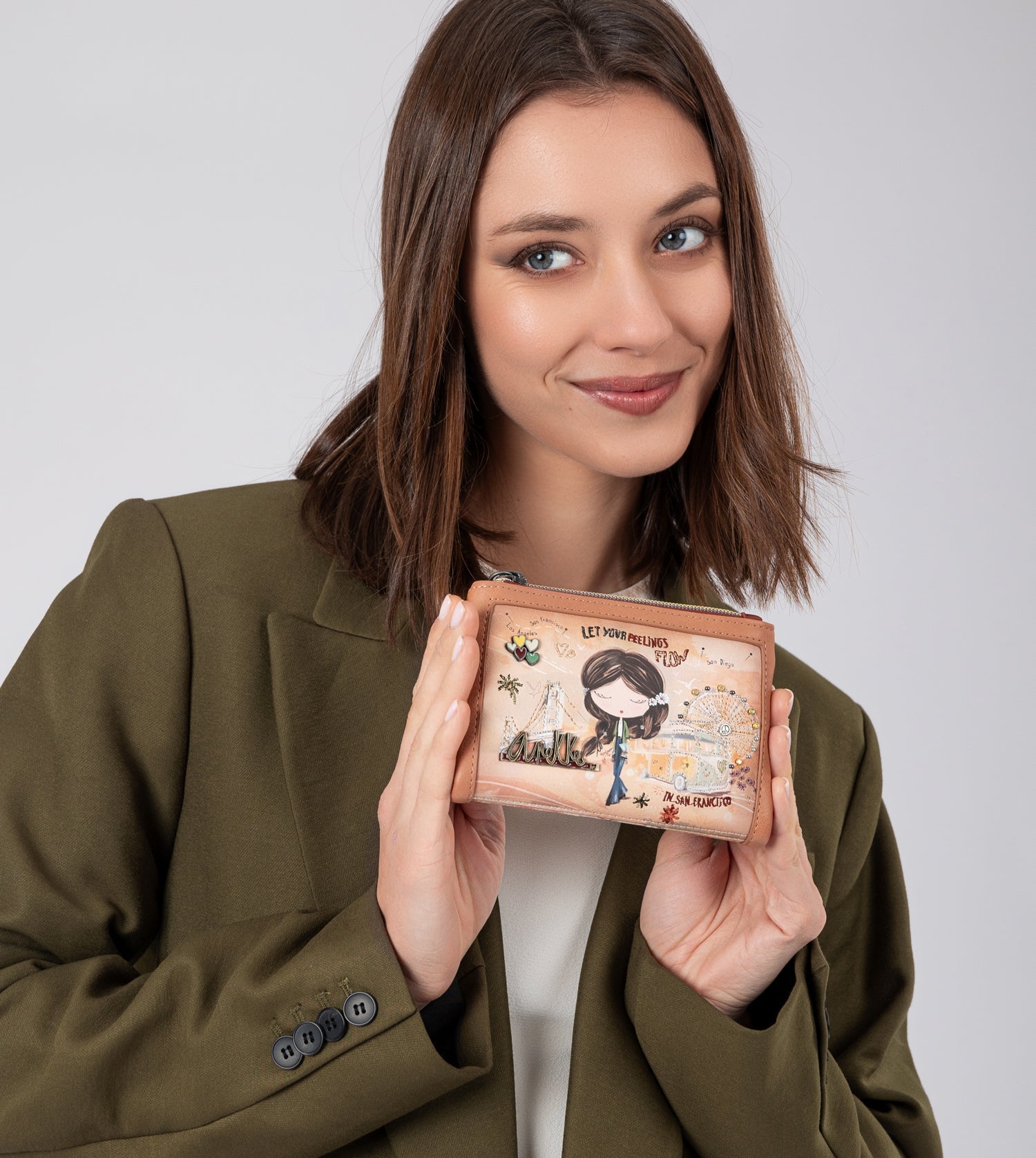 Billetero RFID pequeño Peace & Love Camel